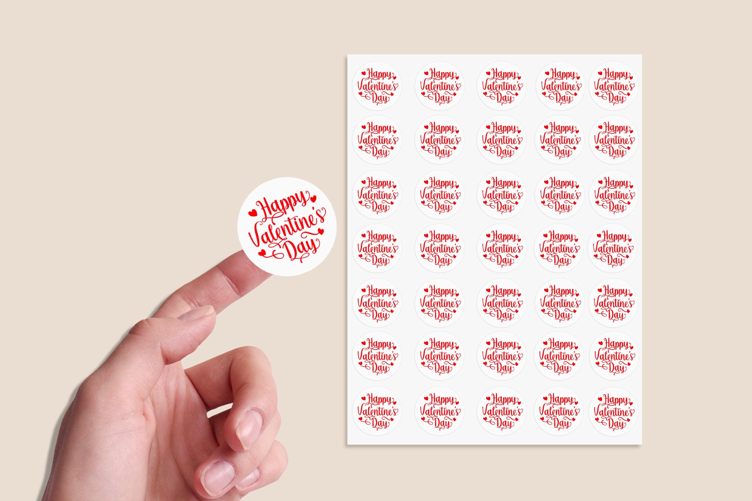 24 Happy Valentines Stickers - Wax Melts, Business Red, White Sticker Sweet Sweet Cone Bags