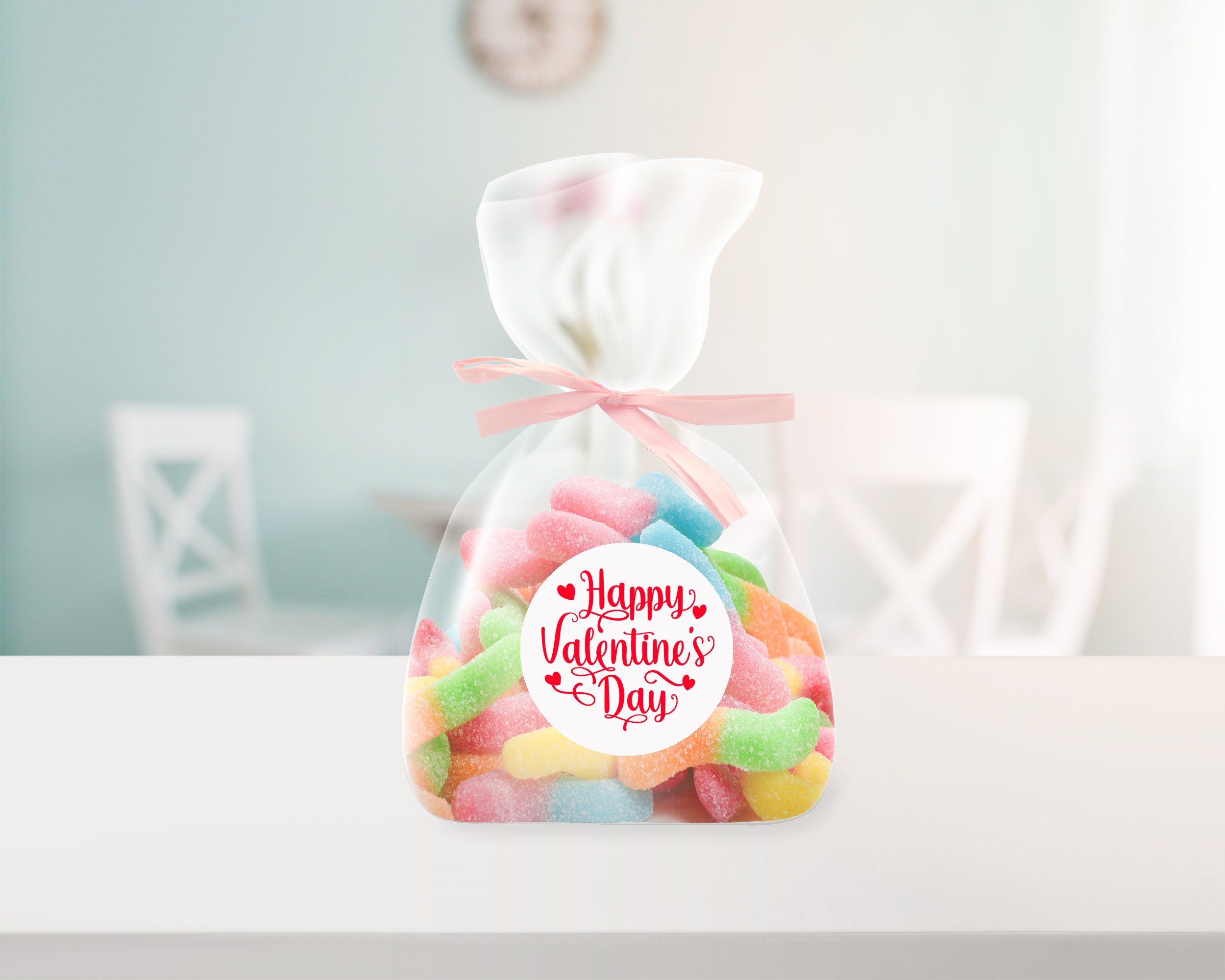 24 Happy Valentines Stickers - Wax Melts, Business Red, White Sticker Sweet Sweet Cone Bags