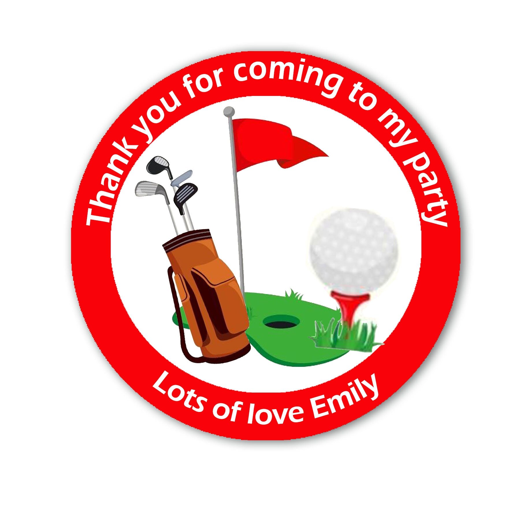 Personalised Golf Golfing Par Tee Birthday Stickers For Party Thank You Sweet Cone Bags 3.7cm or 4.5cm