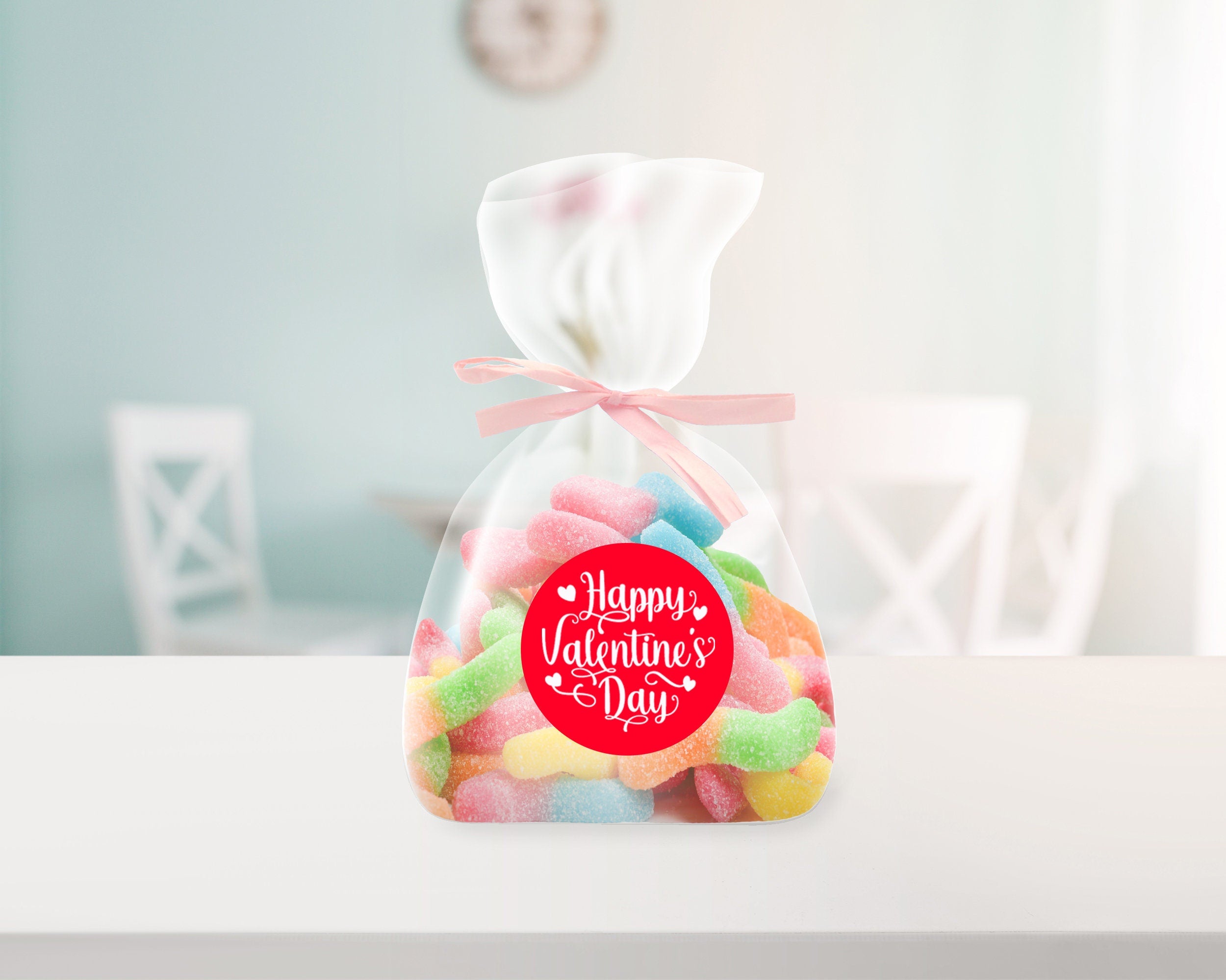 24 Happy Valentines Stickers - Wax Melts, Business Red, White Sticker Sweet Sweet Cone Bags