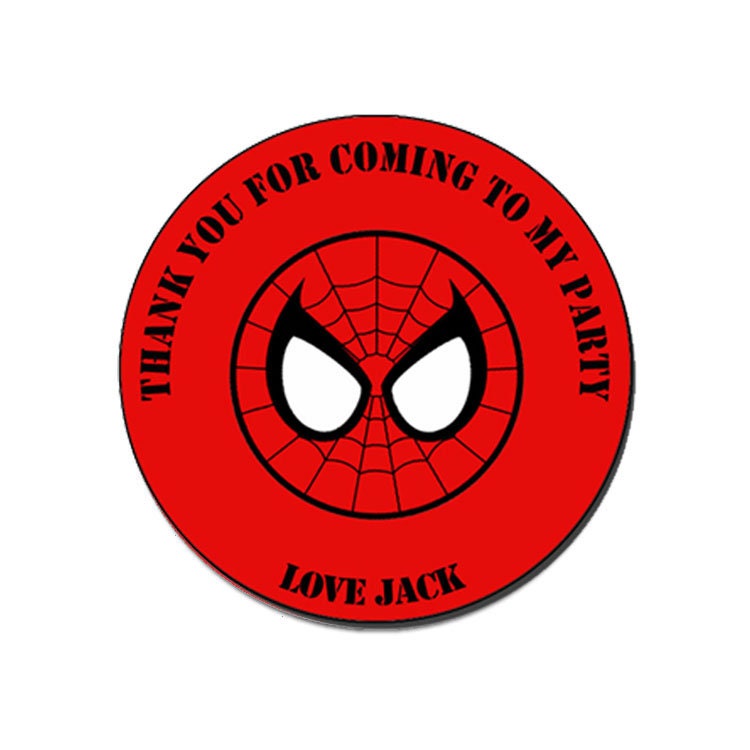 Personalised Super hero SPIDERMAN Birthday Stickers For Party Thank You Sweet Cone Bags