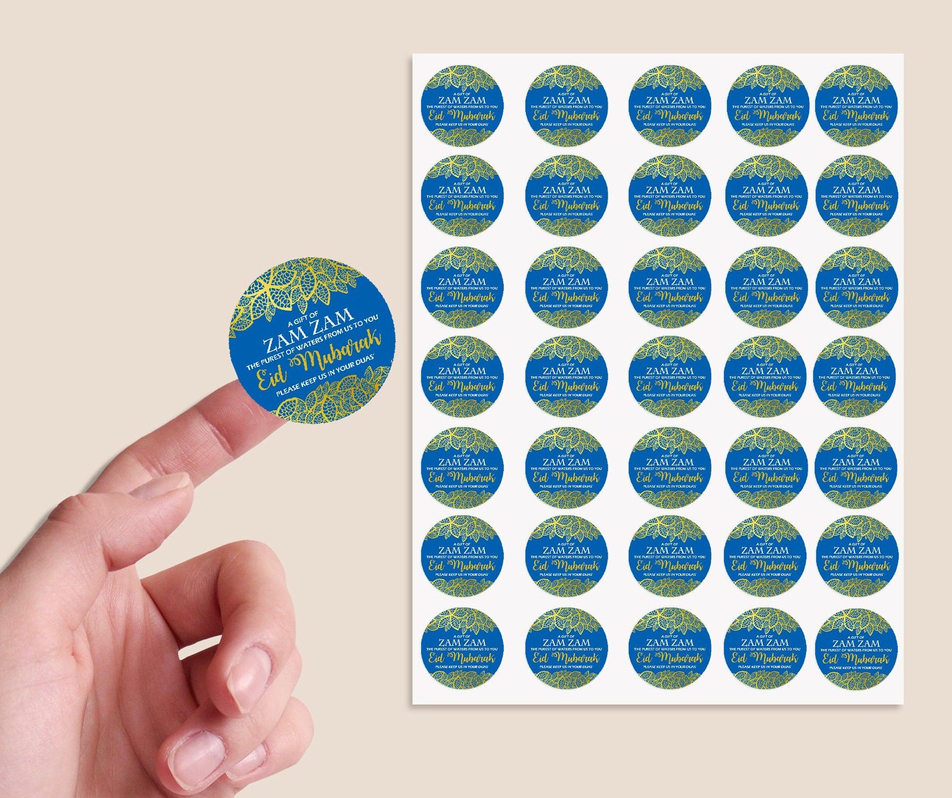 zam zam sticker, zam zam water, zam zam water bottle sticker, favour sticker x 35 Stickers Navy