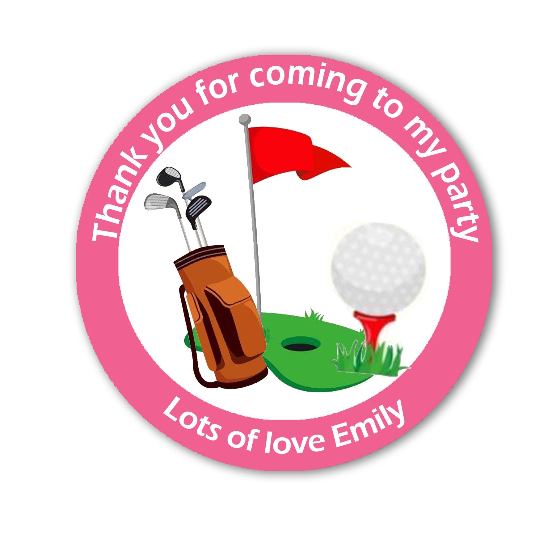 Personalised Golf Golfing Par Tee Birthday Stickers For Party Thank You Sweet Cone Bags 3.7cm or 4.5cm