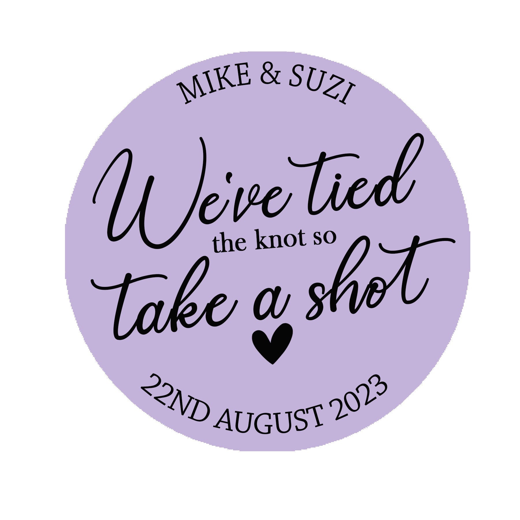 We tied the knot shot glasses custom wedding favors stickers labels, Wedding take a shot stickers, Custom shot glass labels