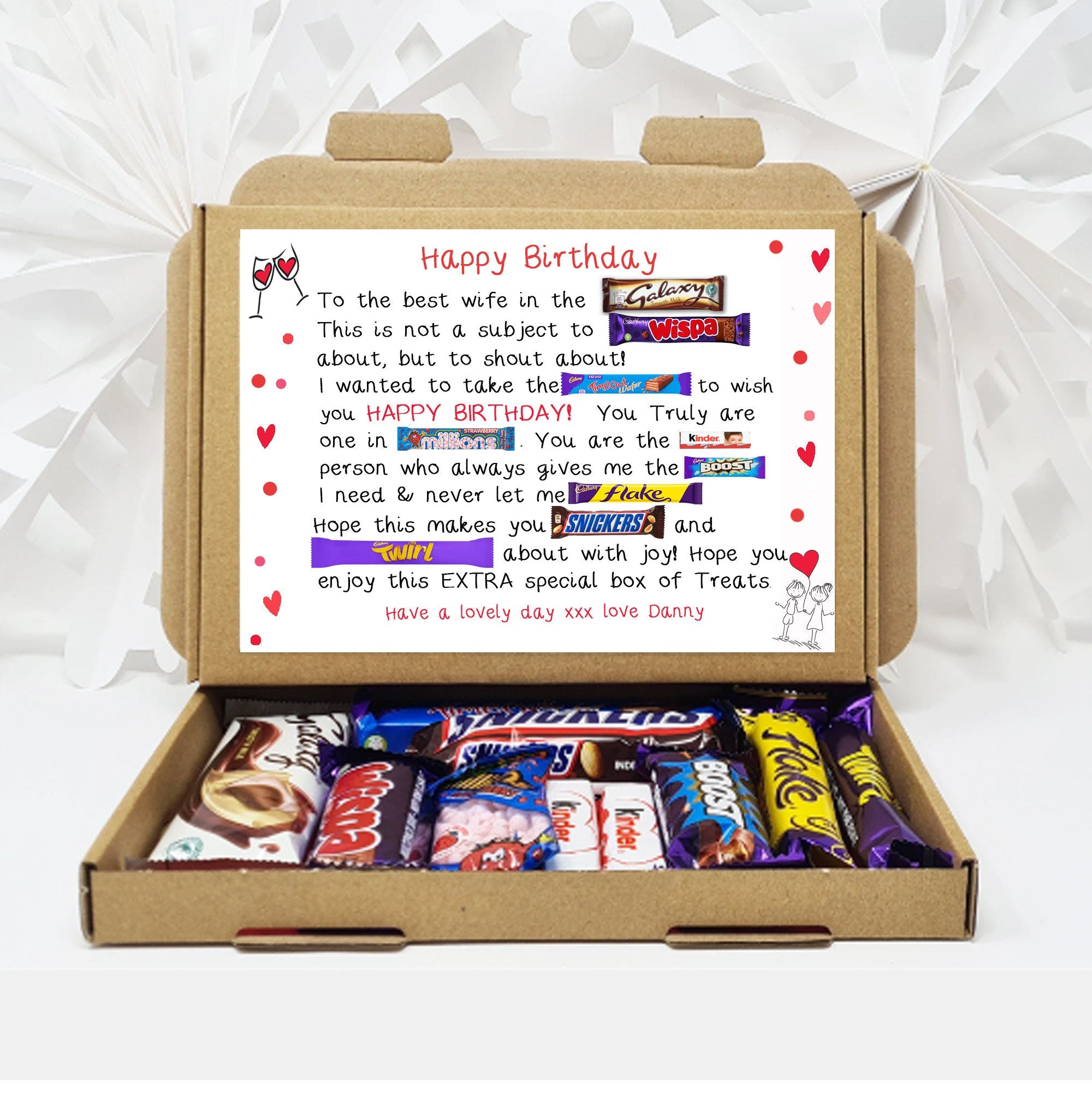 Personalised Birthday Anniversary cute Chocolate poem Gift -  for Him Her Chocolate Selection Gift Box hamper unique treat