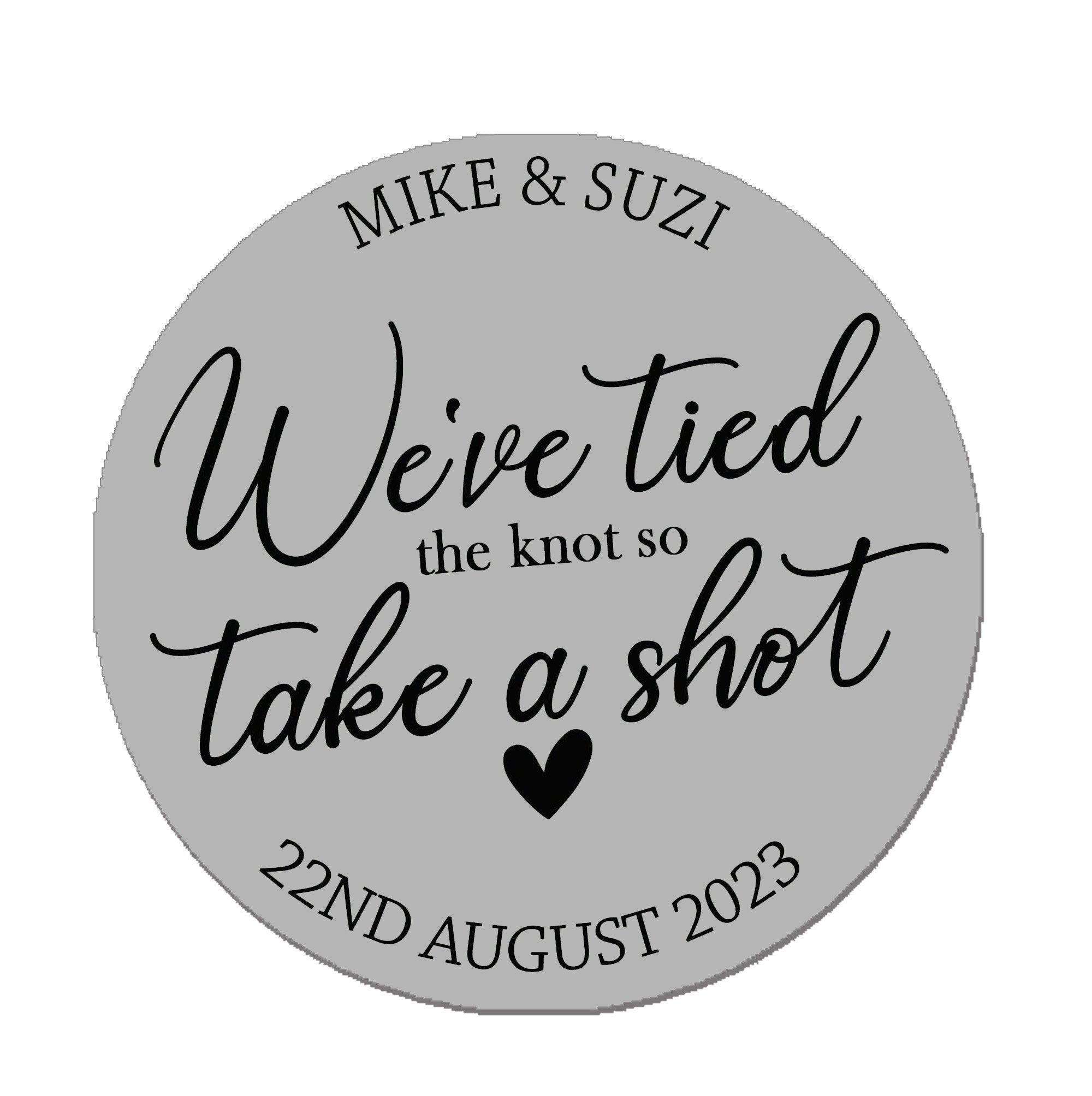 We tied the knot shot glasses custom wedding favors stickers labels, Wedding take a shot stickers, Custom shot glass labels