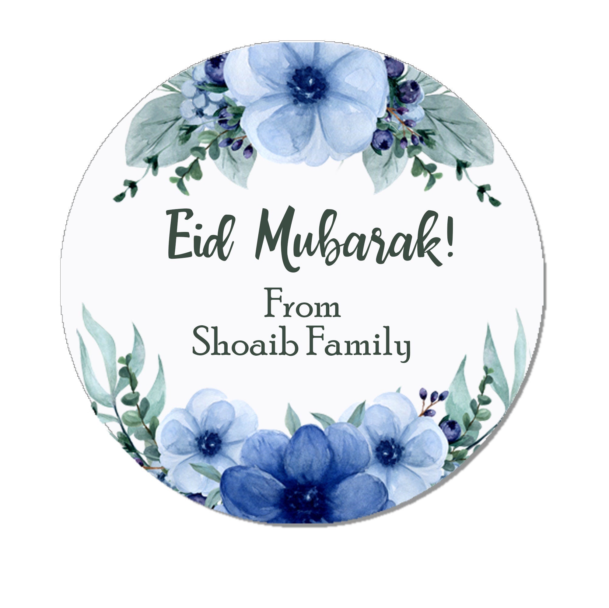 Personalised Eid Mubarak & Ramadan Kareem Muslim Celebration Paisley x 35 Stickers