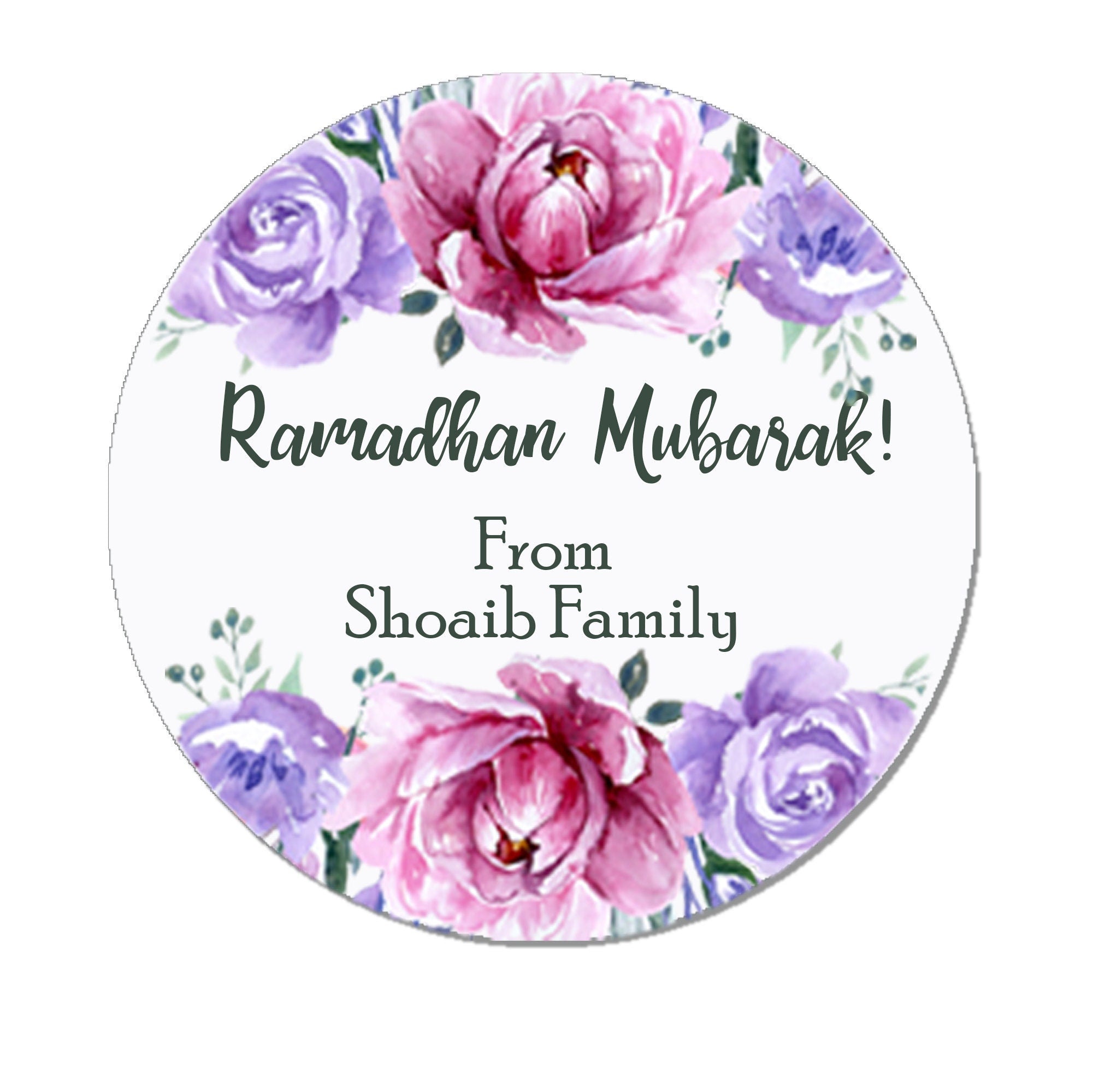 Personalised Eid Mubarak & Ramadan Kareem Muslim Celebration Paisley x 35 Stickers