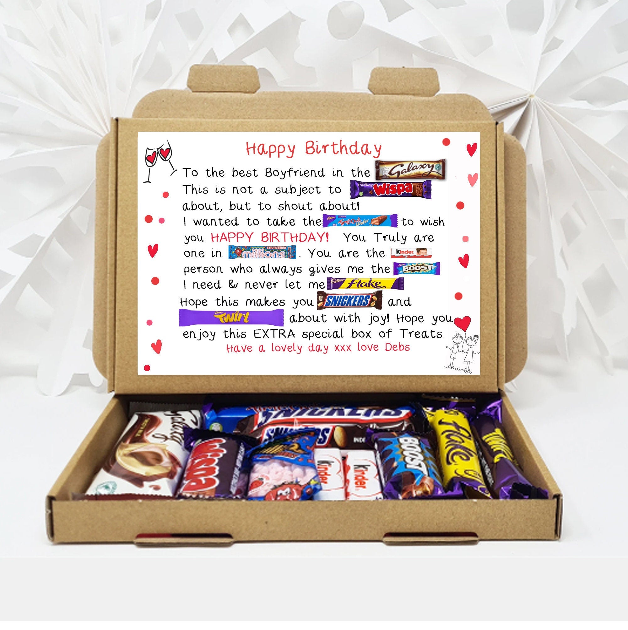 Personalised Birthday Anniversary cute Chocolate poem Gift -  for Him Her Chocolate Selection Gift Box hamper unique treat