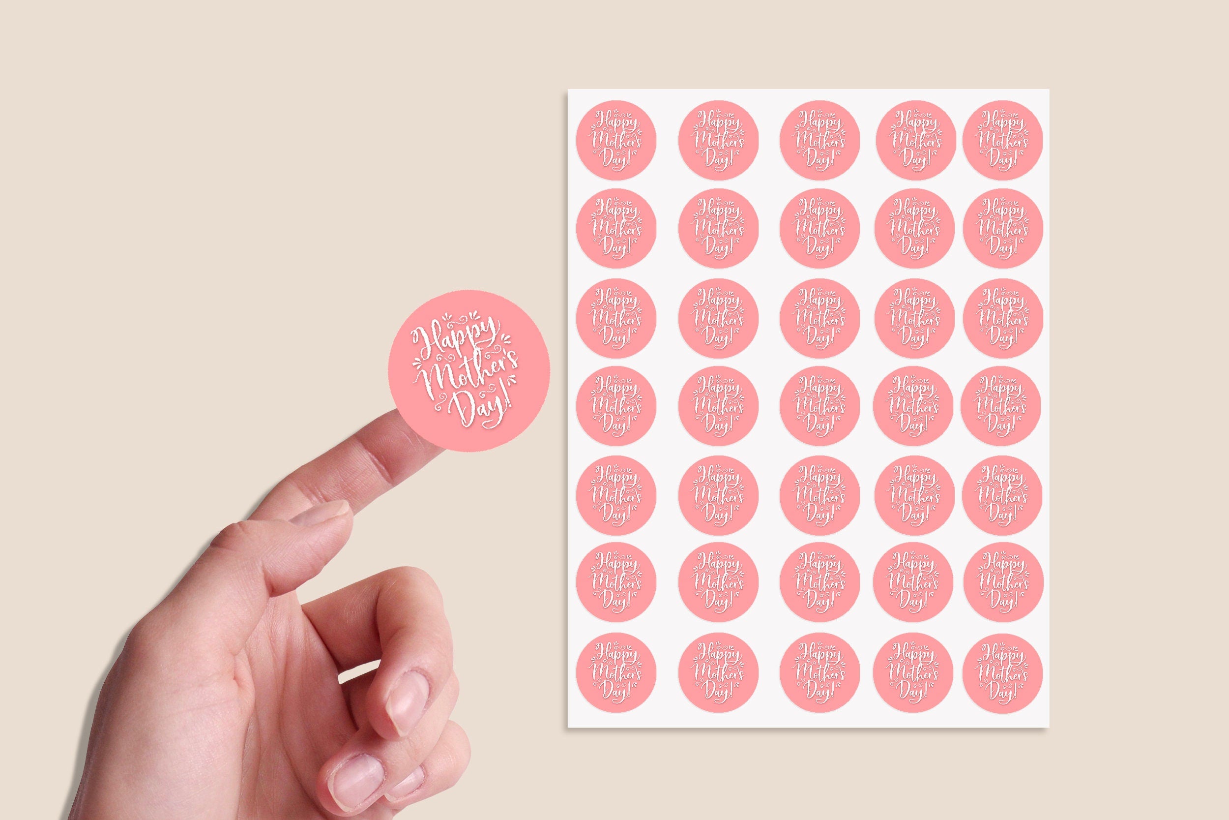 Happy Mother&#39;s Day Stickers  - Wax Melts, Business Red, White Sticker Sweet Sweet Cone Bags Sizes 3.7cm & 4.5cm