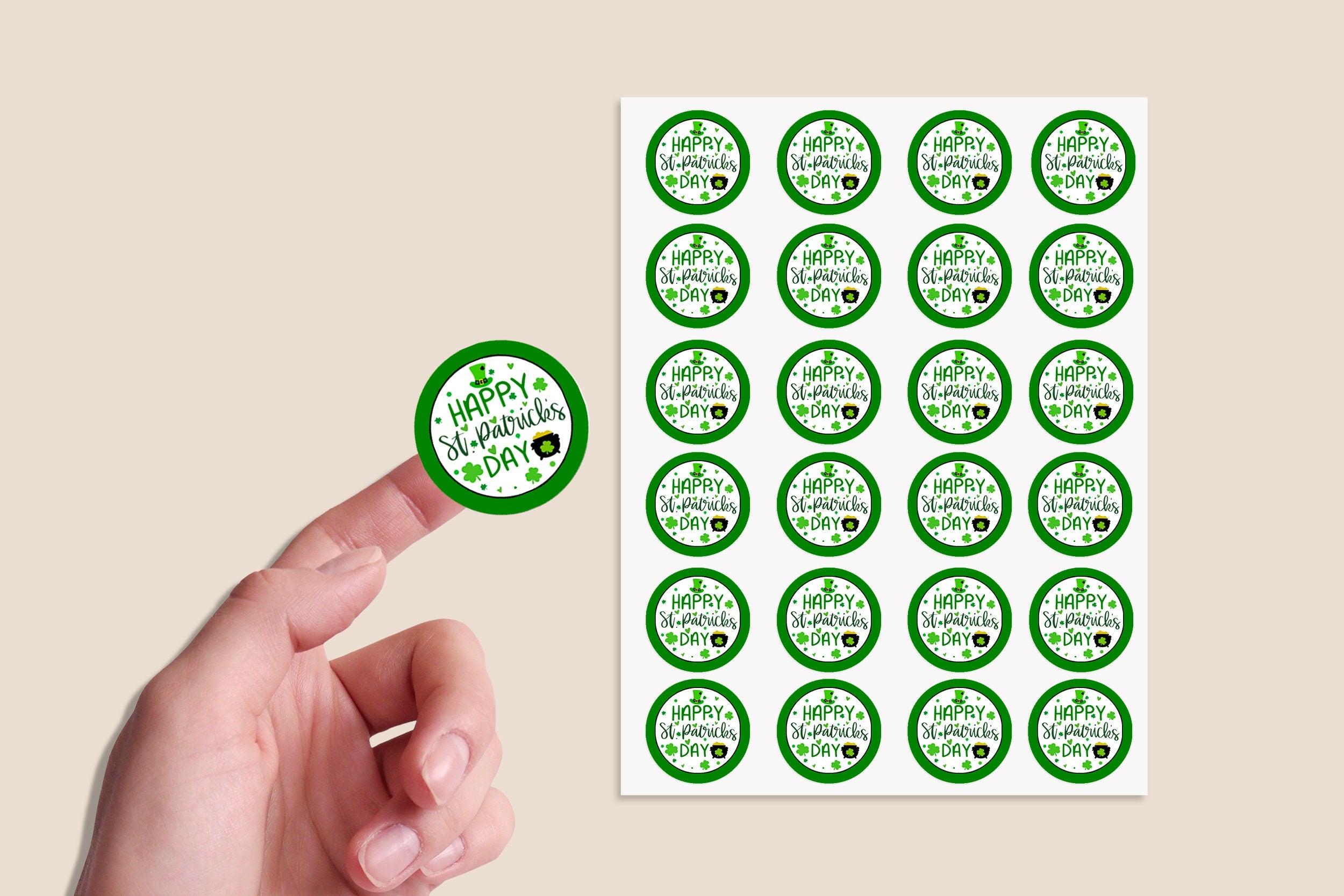 Happy St. Patrick&#39;s Day St Paddy&#39;s Day  stickers sheets 4.5cm or 3.7cm round stickers