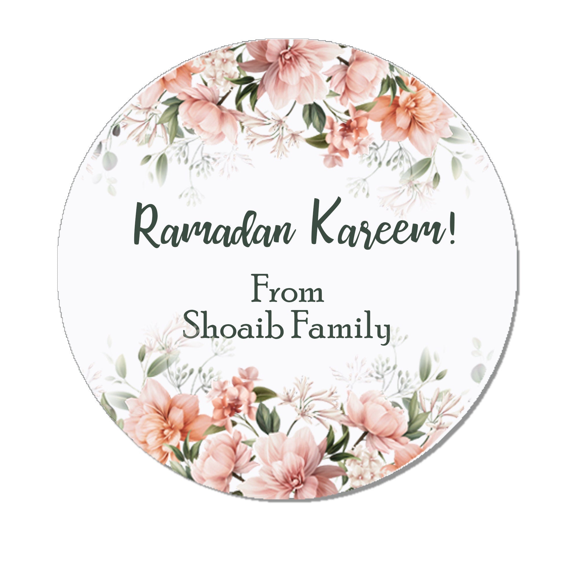 Personalised Eid Mubarak & Ramadan Kareem Muslim Celebration Paisley x 35 Stickers