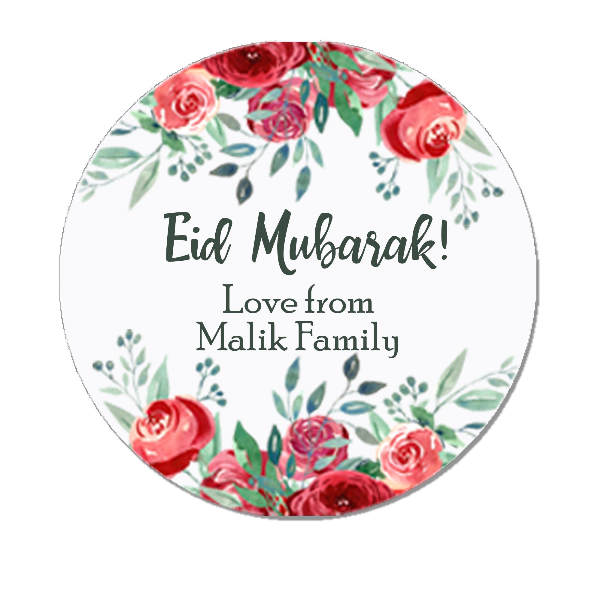 Personalised Eid Mubarak & Ramadan Kareem Muslim Celebration Paisley x 35 Stickers