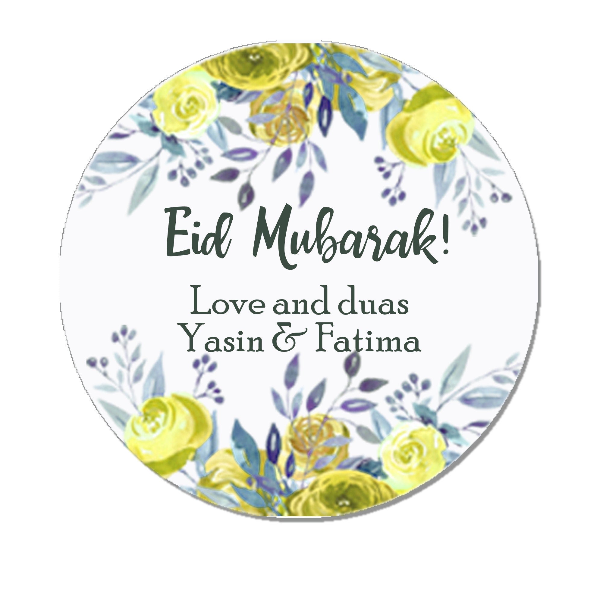 Personalised Eid Mubarak & Ramadan Kareem Muslim Celebration Paisley x 35 Stickers