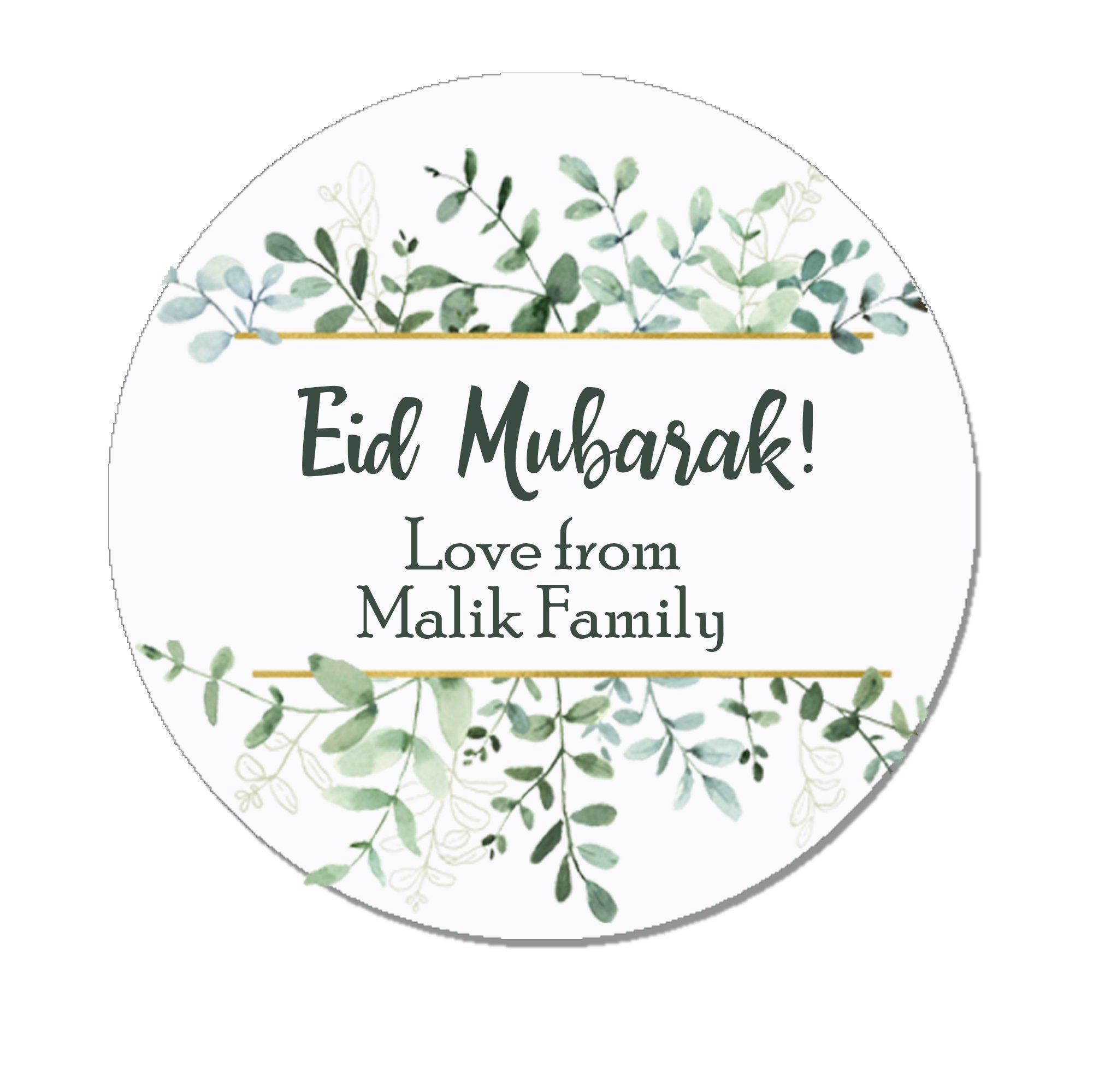 Personalised Eid Mubarak & Ramadan Kareem Muslim Celebration Paisley x 35 Stickers