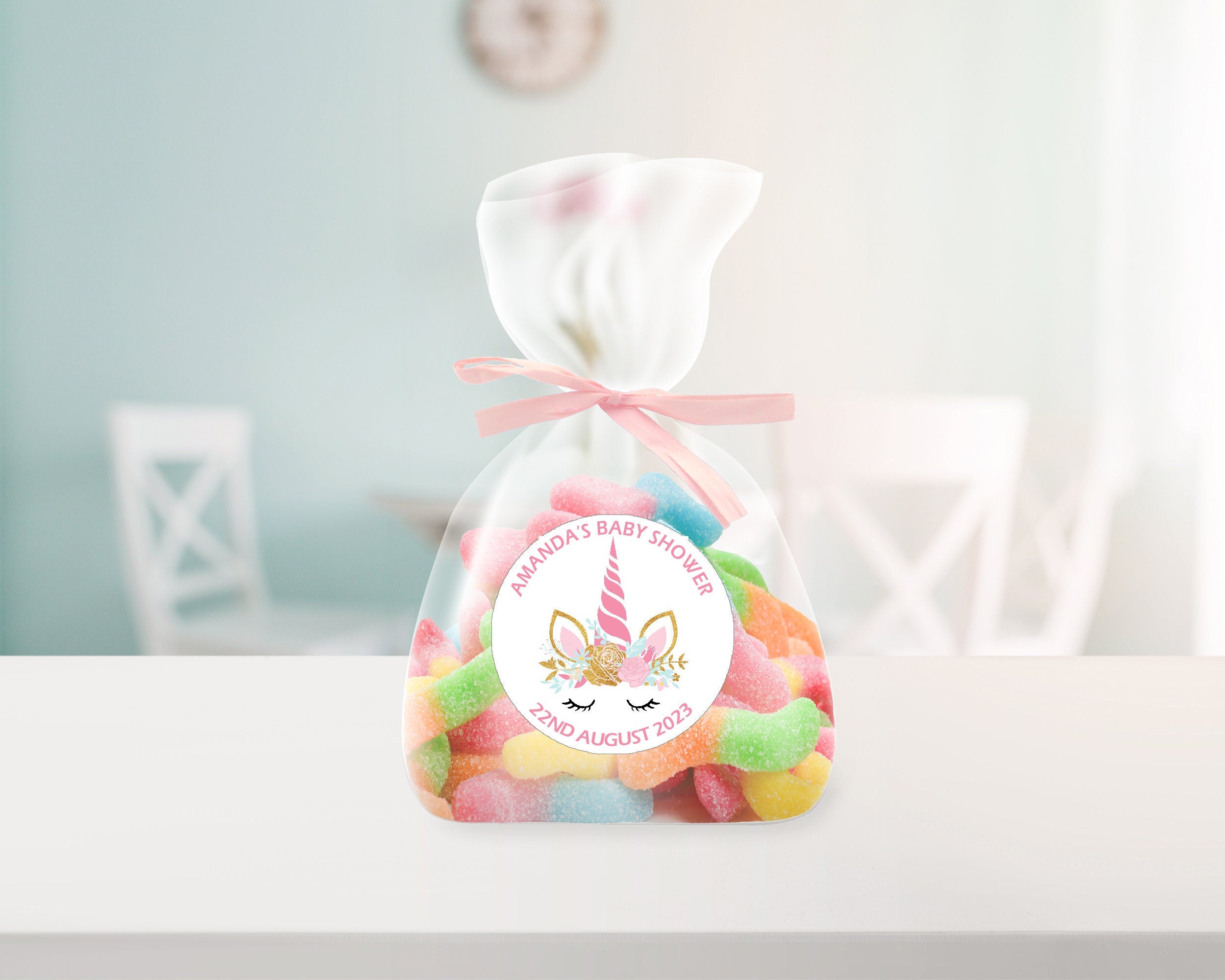 Personalised Unicorn Birthday Party Bag Stickers - Sweet Cone Labels 24 & 35 Pack By Goldstar