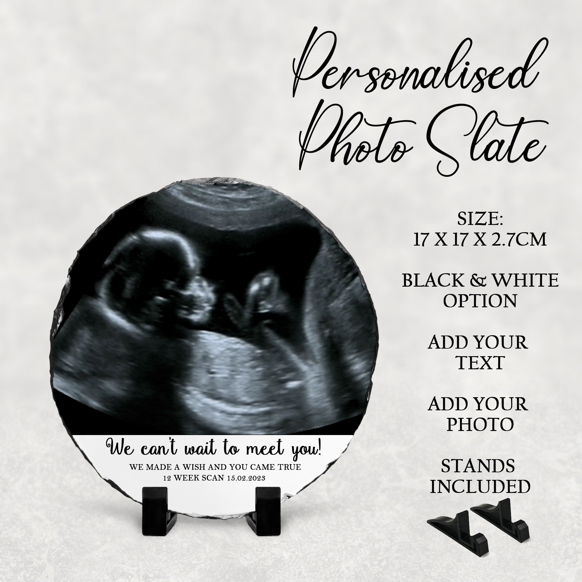 Personalised Slate | Baby | Pregnancy Announcement | New Baby | Custom photo | Rock slate | 17 x 17 x 2.7cm