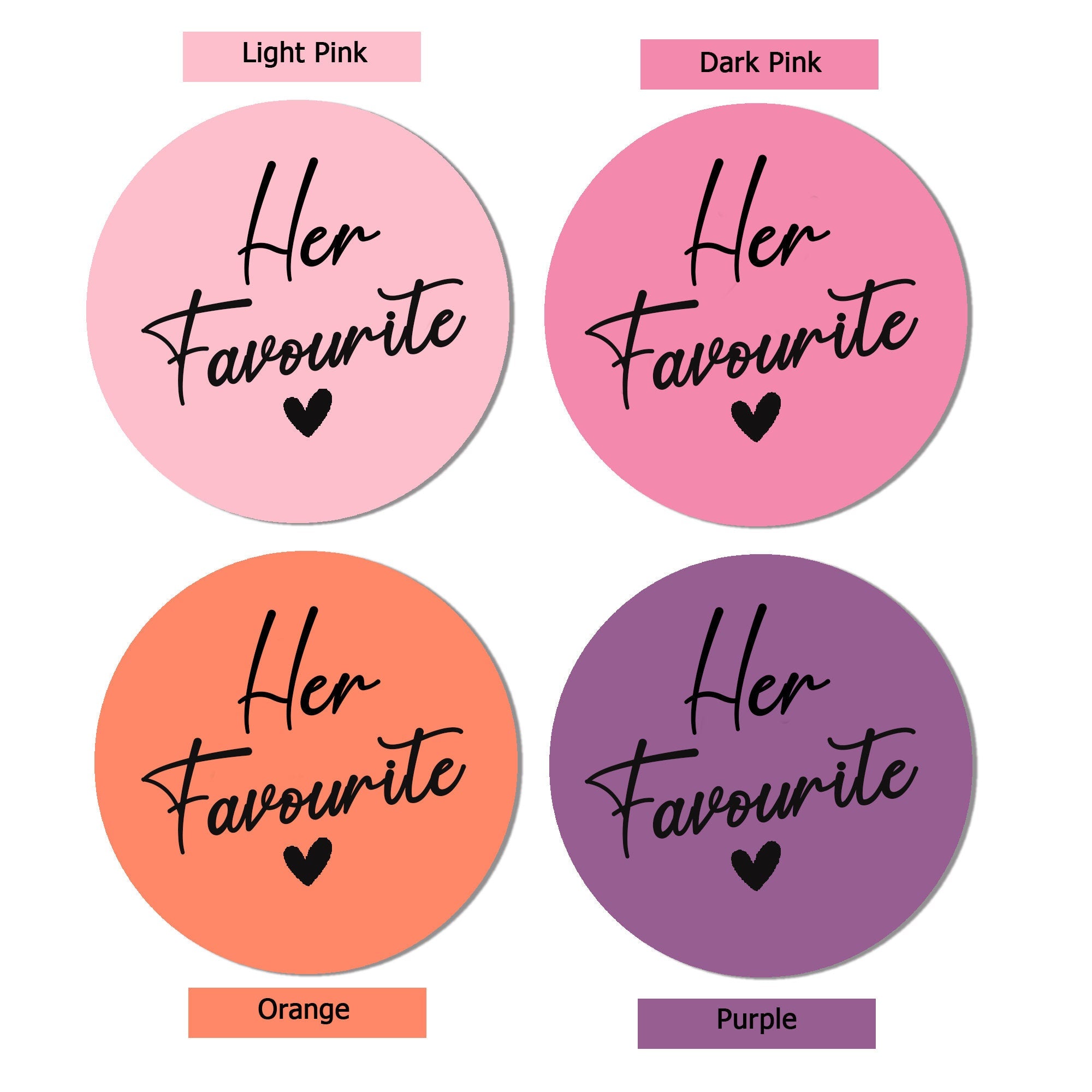 His & Her Favourite Sticker, Party Favour Stickers, His Favorite Label, His Favour Labels, Favor Stickers, Party Bag Label, various colours