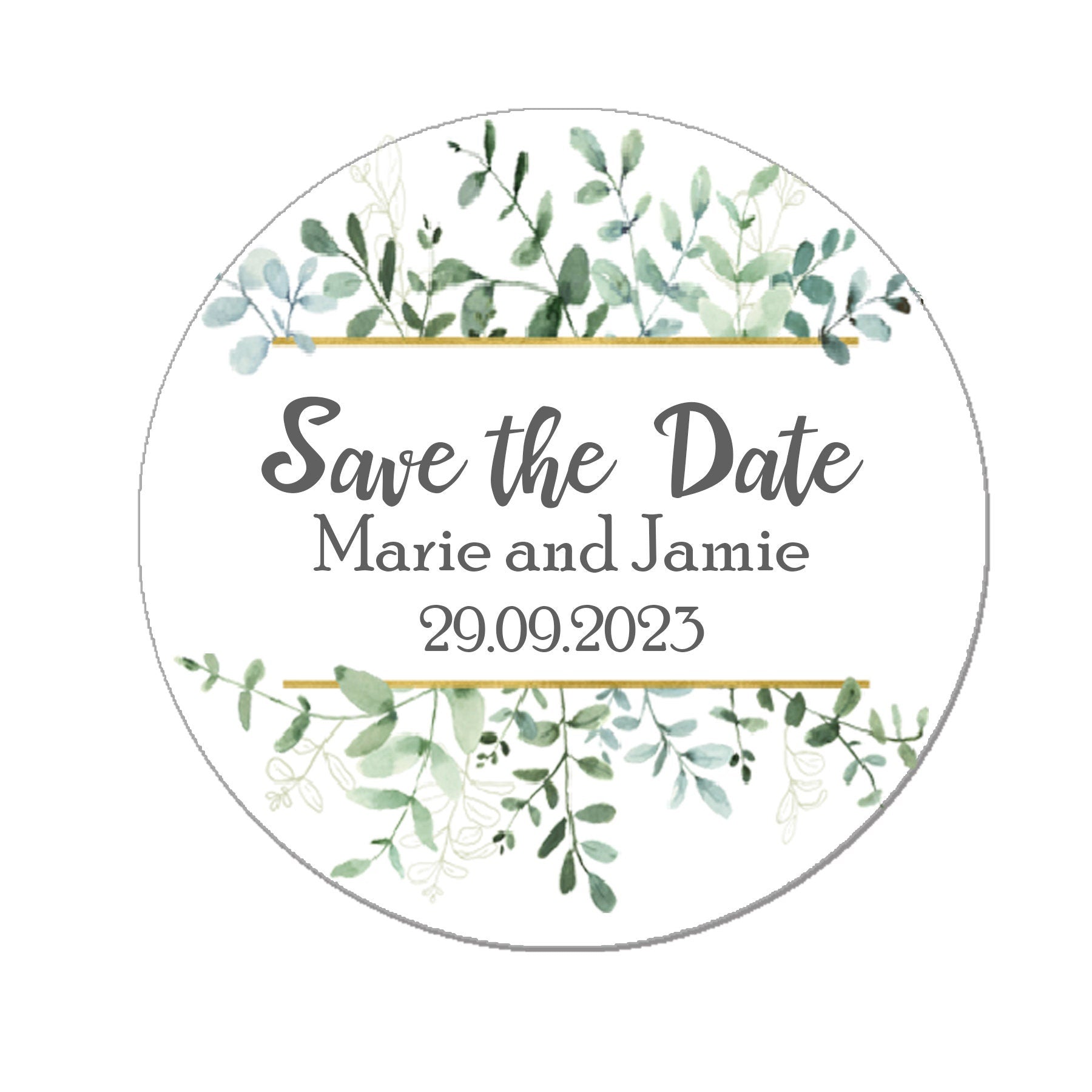 35 Personalised Save the date Wedding Stickers Floral Effect Favour RED Eucalyptus Thank you Gift Favour Rustic