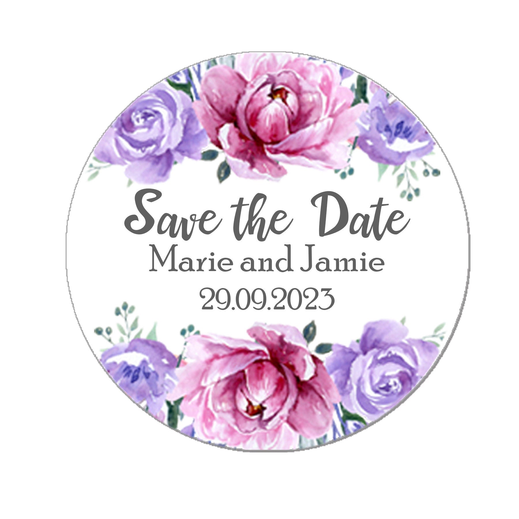 35 Personalised Save the date Wedding Stickers Floral Effect Favour RED Eucalyptus Thank you Gift Favour Rustic