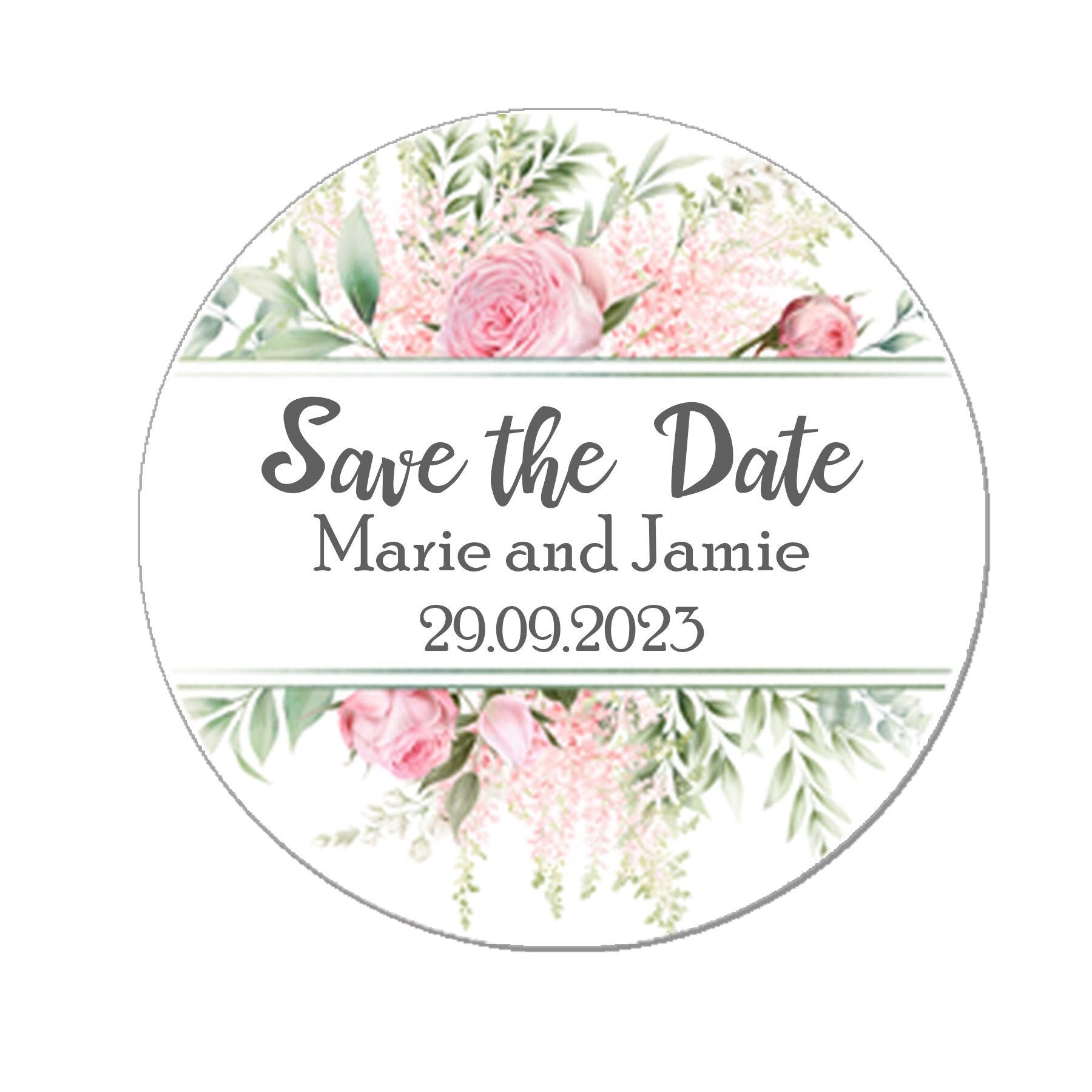 35 Personalised Save the date Wedding Stickers Floral Effect Favour RED Eucalyptus Thank you Gift Favour Rustic