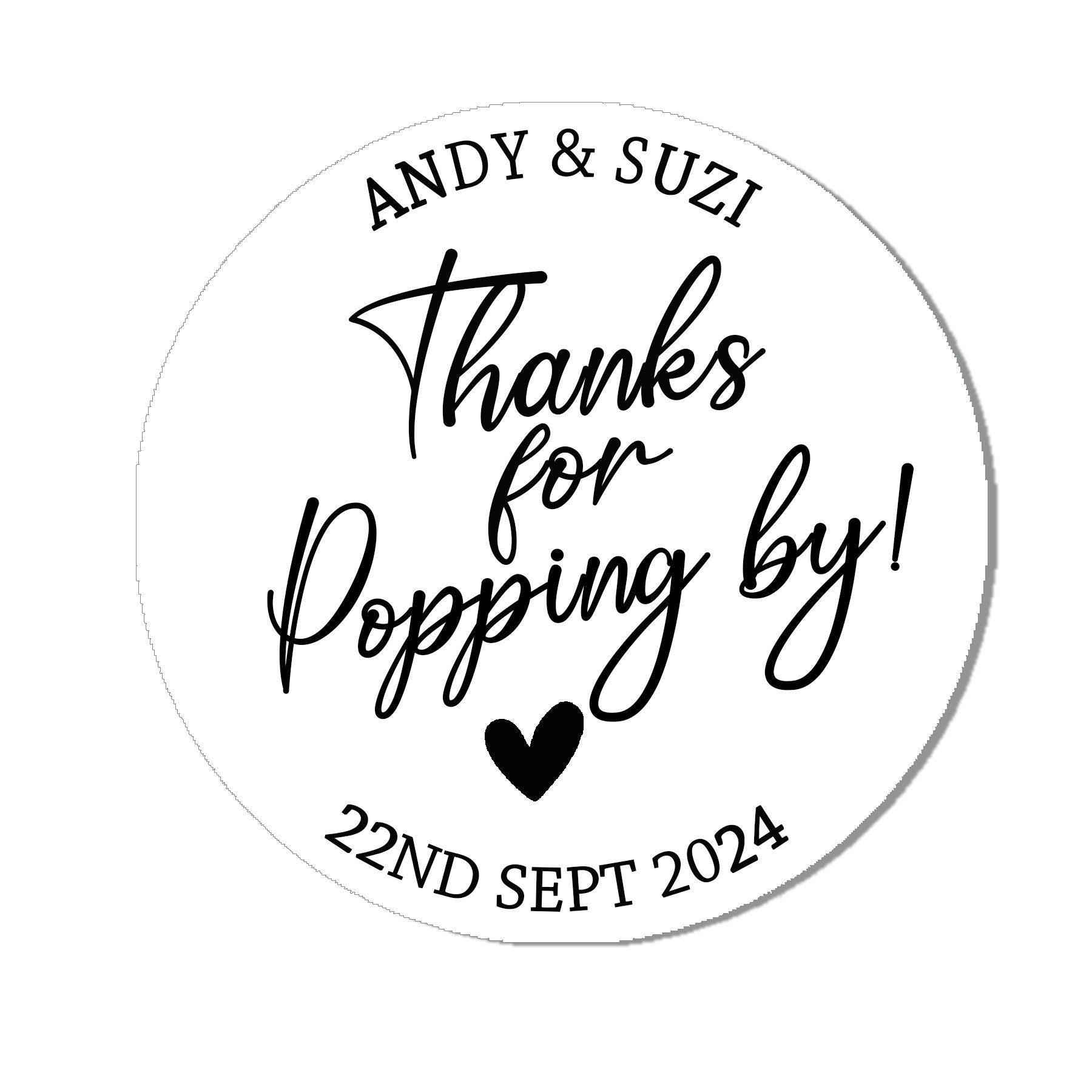 Personalised  Thanks for Popping by Stickers Popcorn Cone stickers, Favour bag stickers, Birthday Wedding Baby Shower  - Various colours