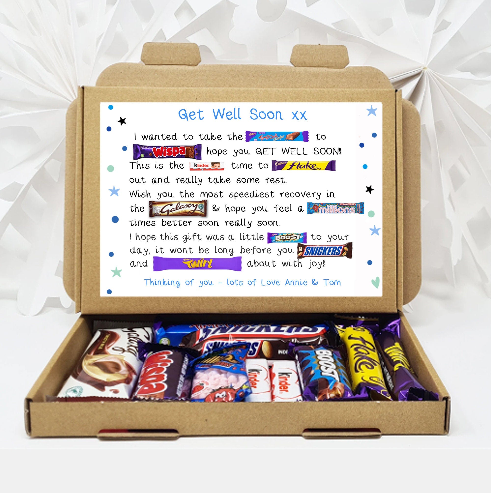 Get well soon Hug in a box, Letterbox gift Afternoon tea, hamper gift, thank you gift,