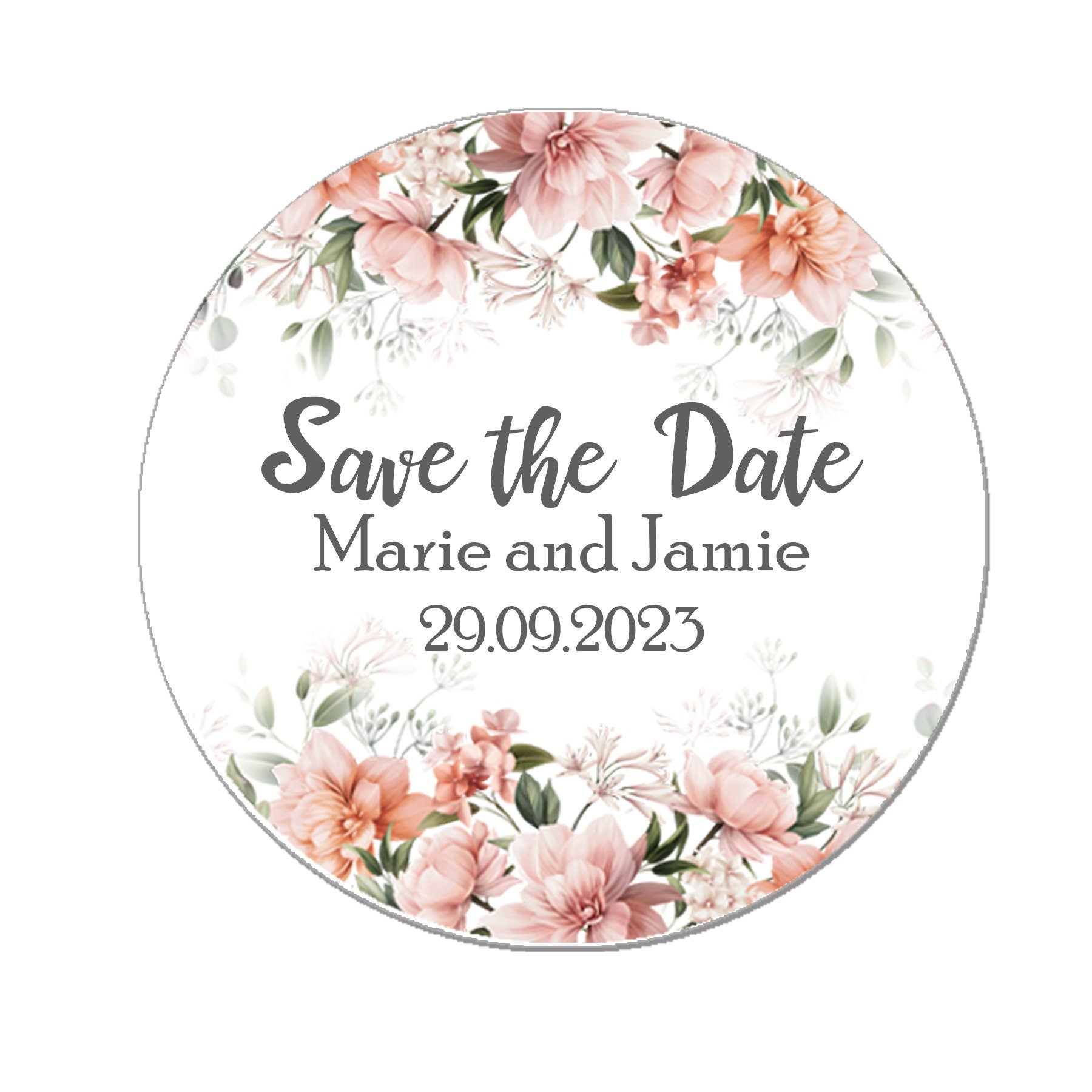 35 Personalised Save the date Wedding Stickers Floral Effect Favour RED Eucalyptus Thank you Gift Favour Rustic