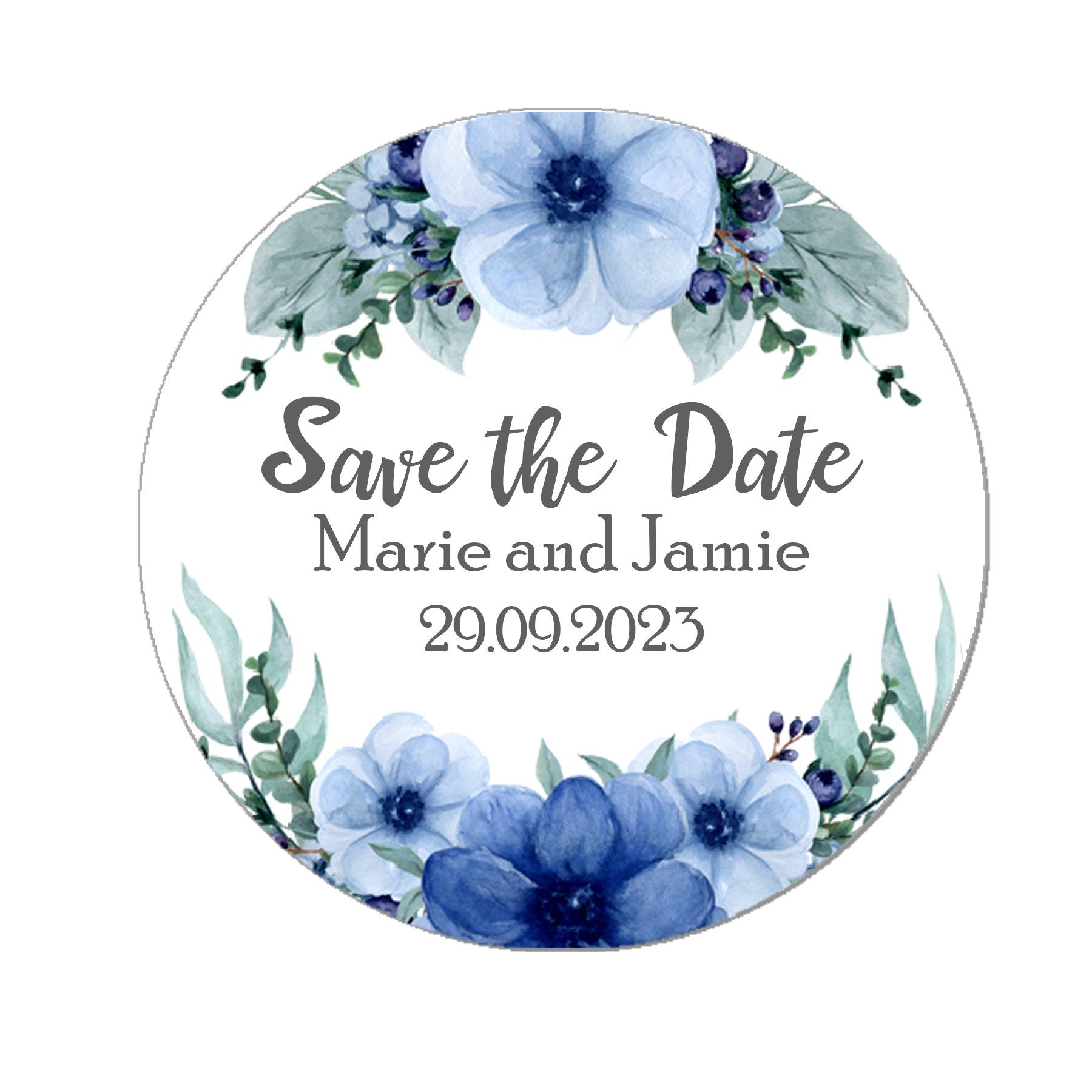 35 Personalised Save the date Wedding Stickers Floral Effect Favour RED Eucalyptus Thank you Gift Favour Rustic