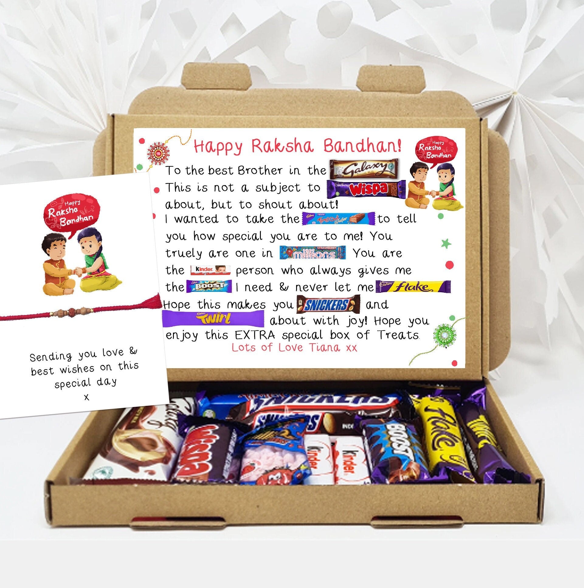 Personalised Raksha Bandhan Chocolate Message Board - Personalised Gifts - Gifts - Gifts For Him - Chocolate Gift - Chocolate box card