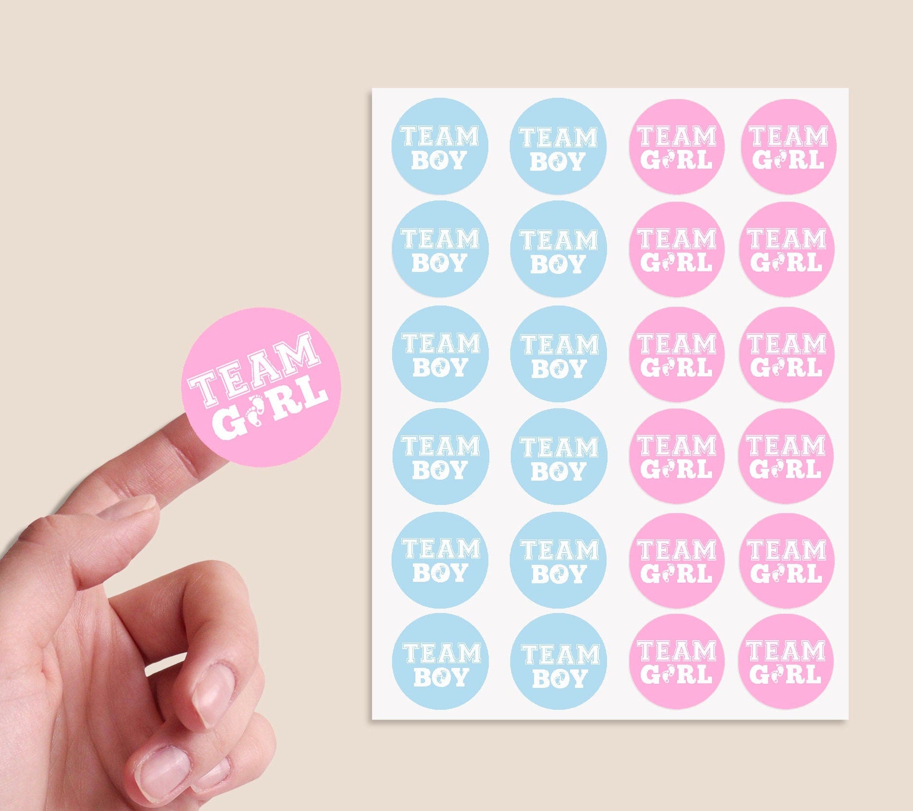 24 Personalised Baby Shower Stickers Thank You Team Boy Team Girl stickers, Favour bag stickers, Ready to Pop - Baby shower game