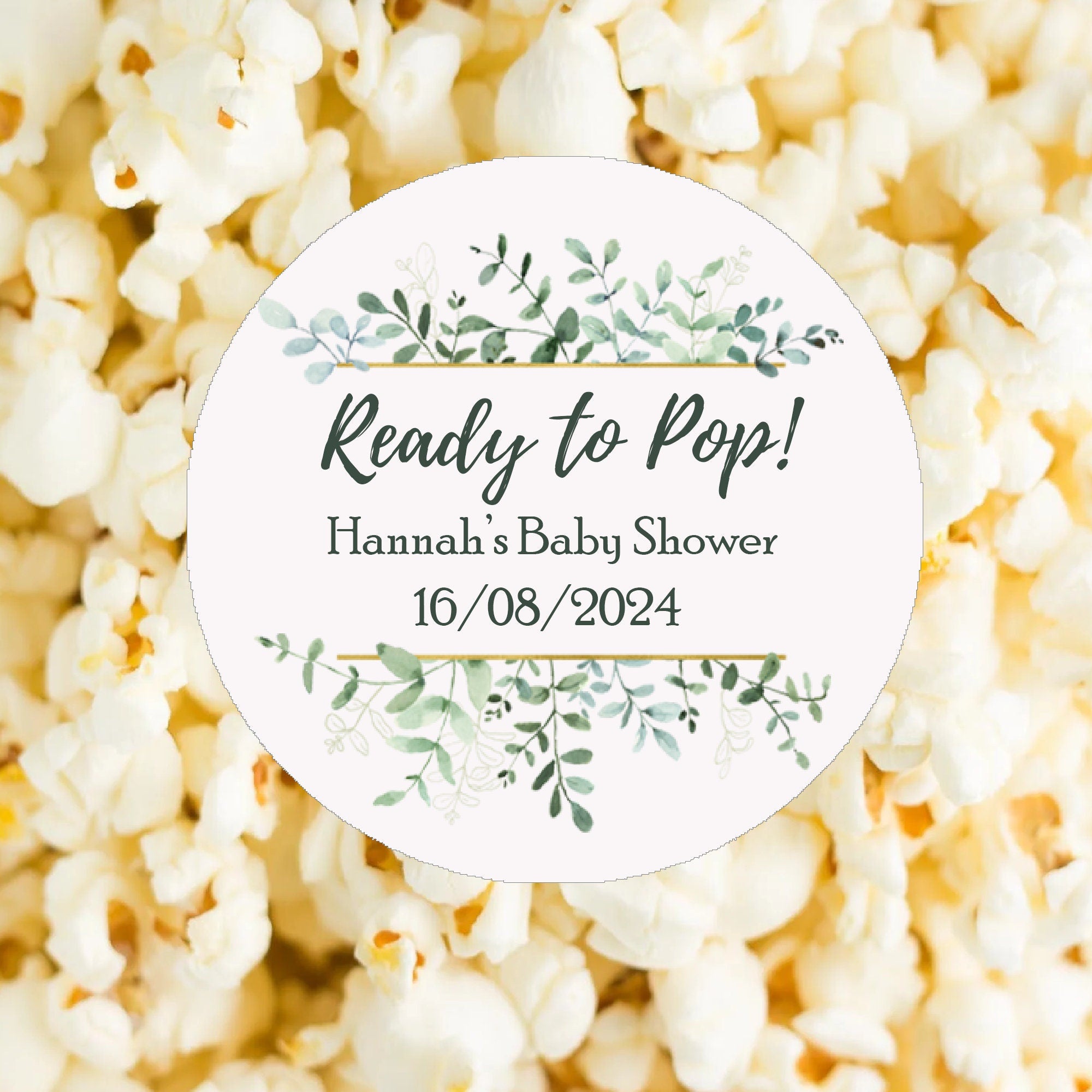 35 Personalised Baby Shower Stickers Thank You Popcorn Cone stickers, Favour bag stickers, Ready to Pop - Various colours Floral