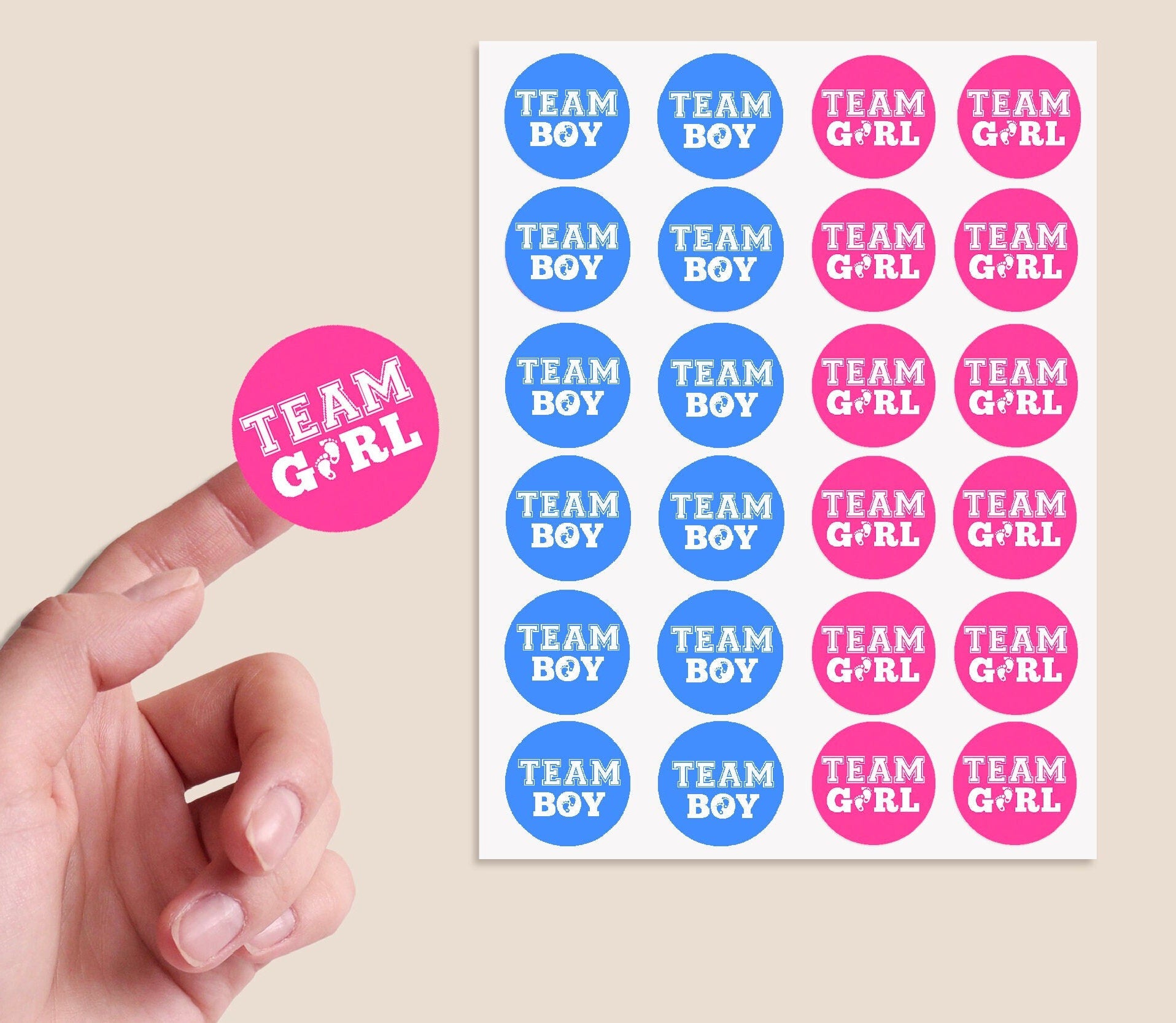 24 Personalised Baby Shower Stickers Thank You Team Boy Team Girl stickers, Favour bag stickers, Ready to Pop - Baby shower game