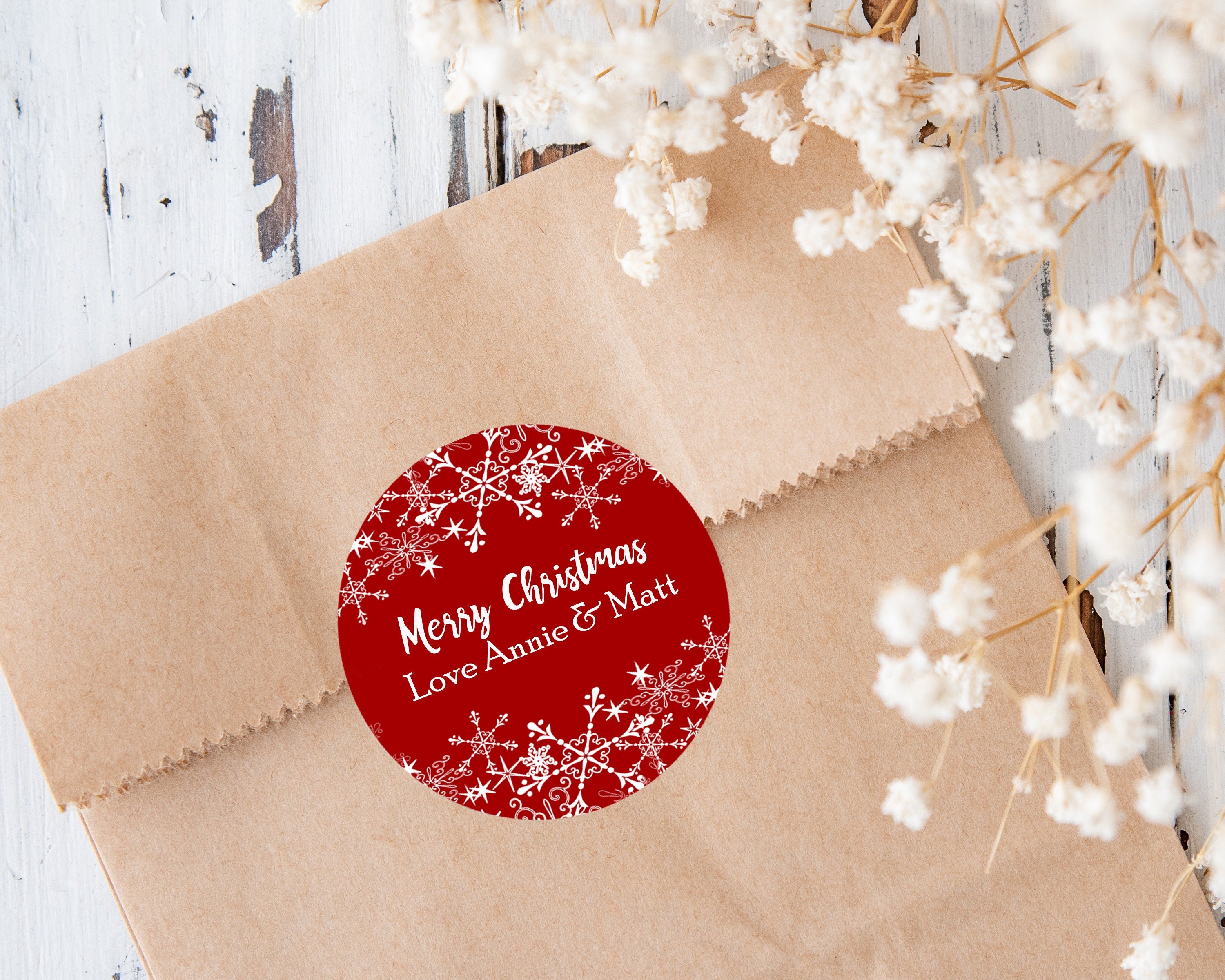 Personalised Red Christmas Stickers Gift Tag Labels Present Delivery From Santa