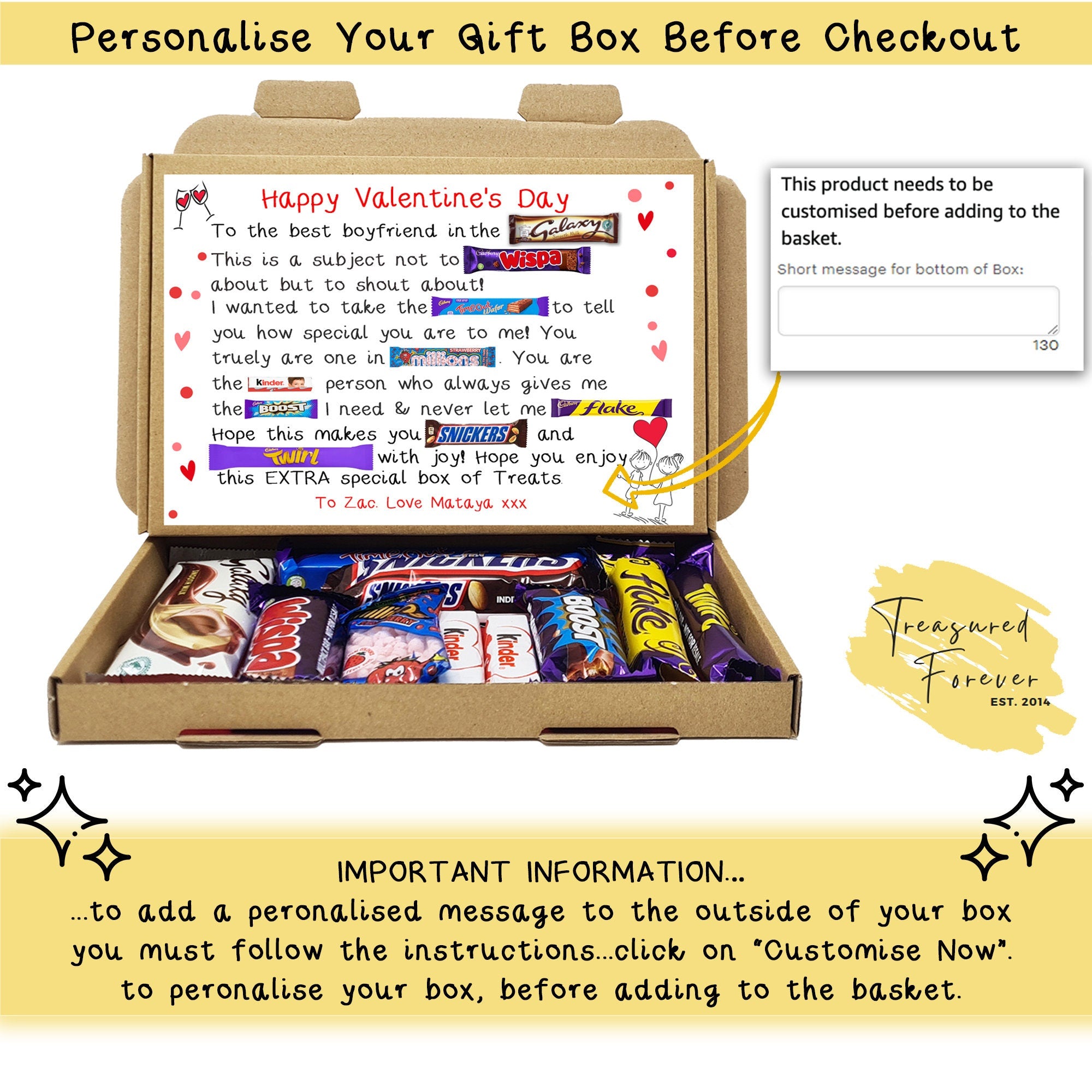 Personalised Valentine cute Chocolate poem Gift -  for Him Her Chocolate Selection Gift Box hamper unique treat