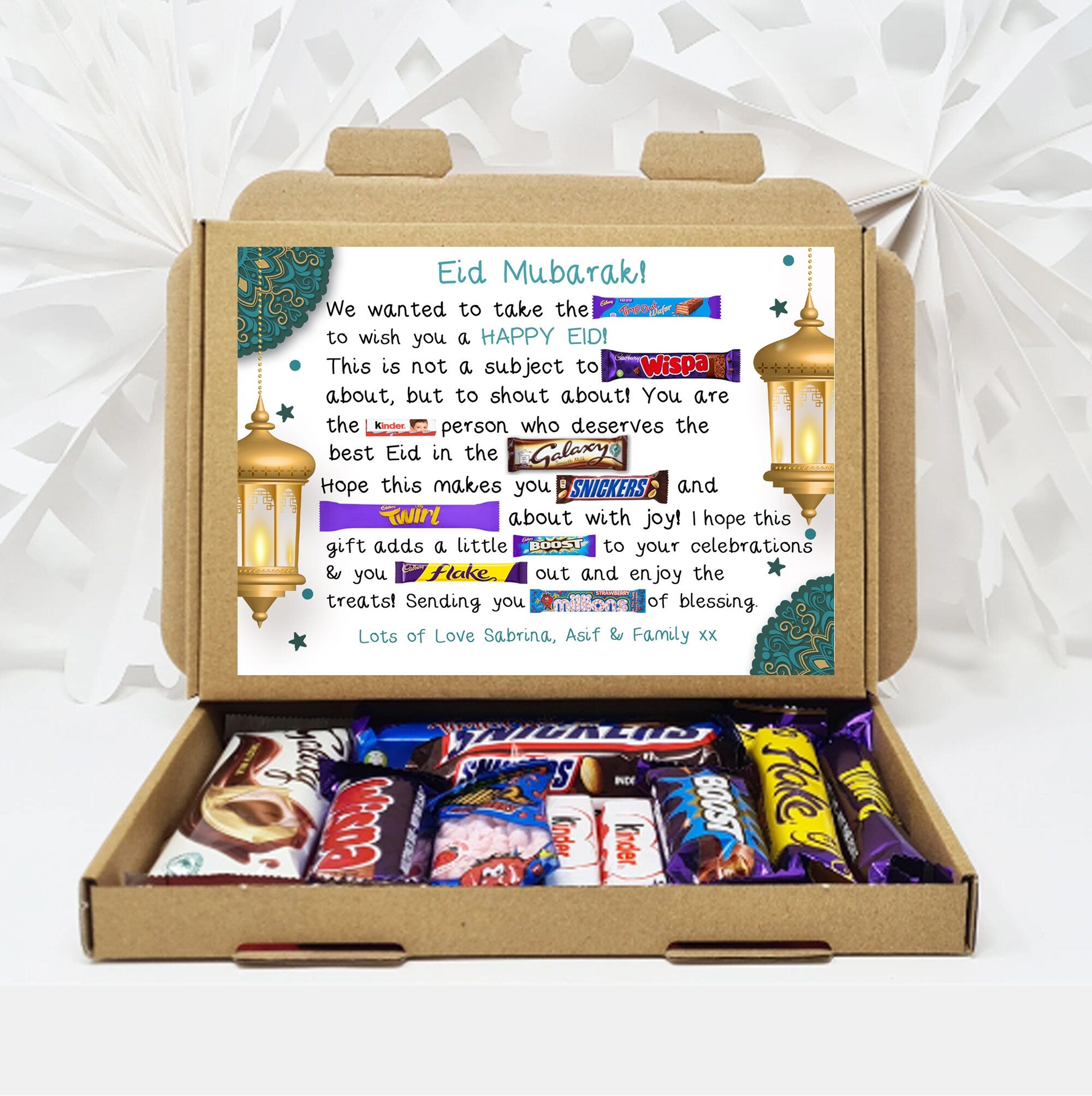 Personalised Eid Mubarak & Ramadan Muslim Celebration green floral gift Box - unique gifts