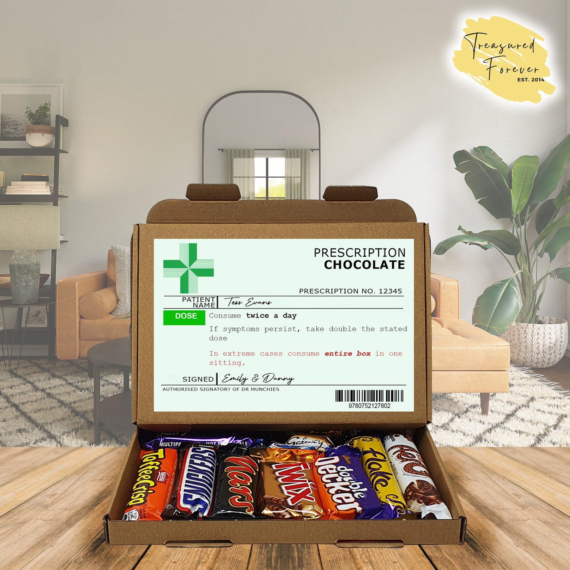 Personalised Get well soon prescription Hug in a box, Letterbox gift Afternoon tea, hamper gift, thank you gift,