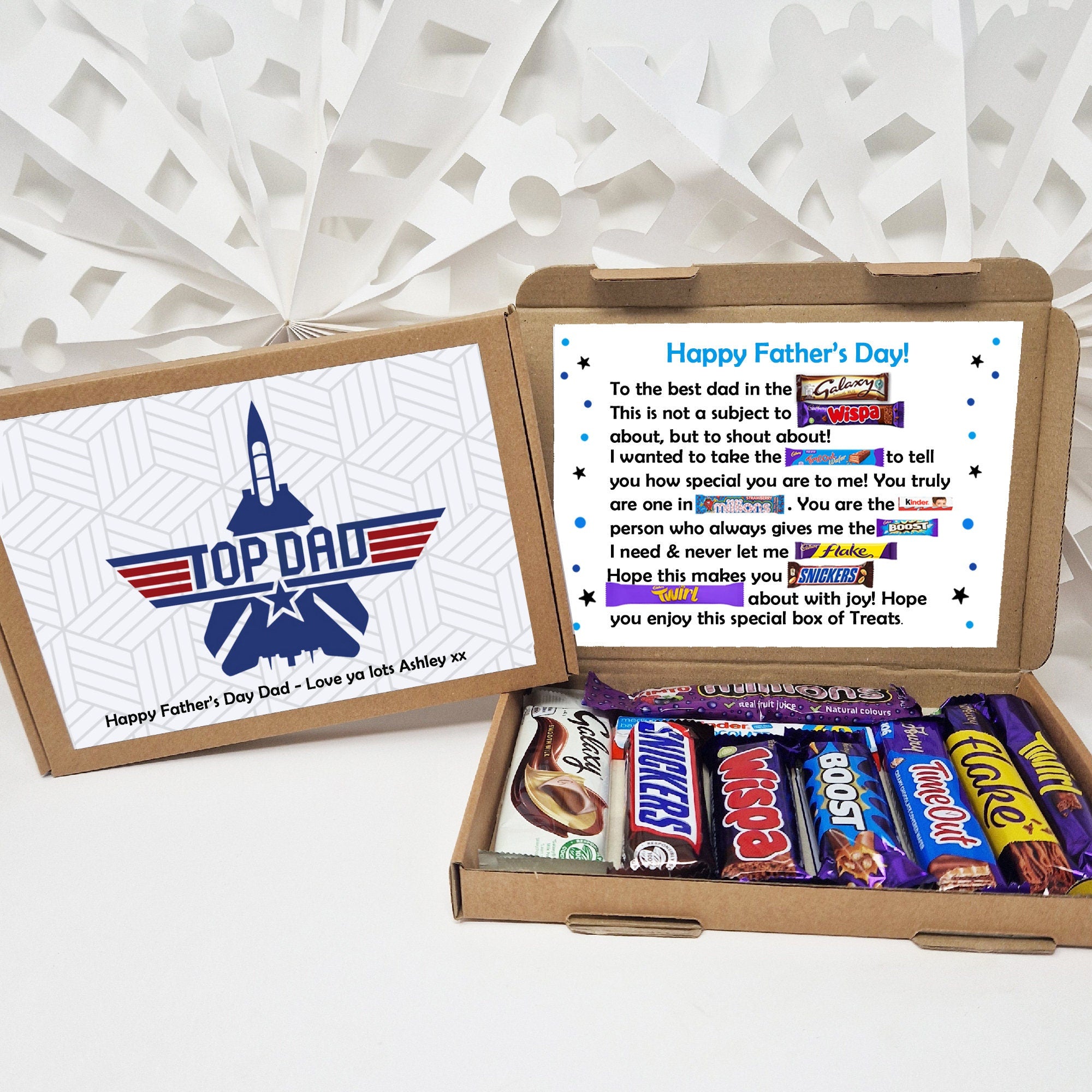 Personalised Father&#39;s Day Chocolate Message Board - Gifts - Gifts For DAD- Gifts For Him - Chocolate Gift - Chocolate box card