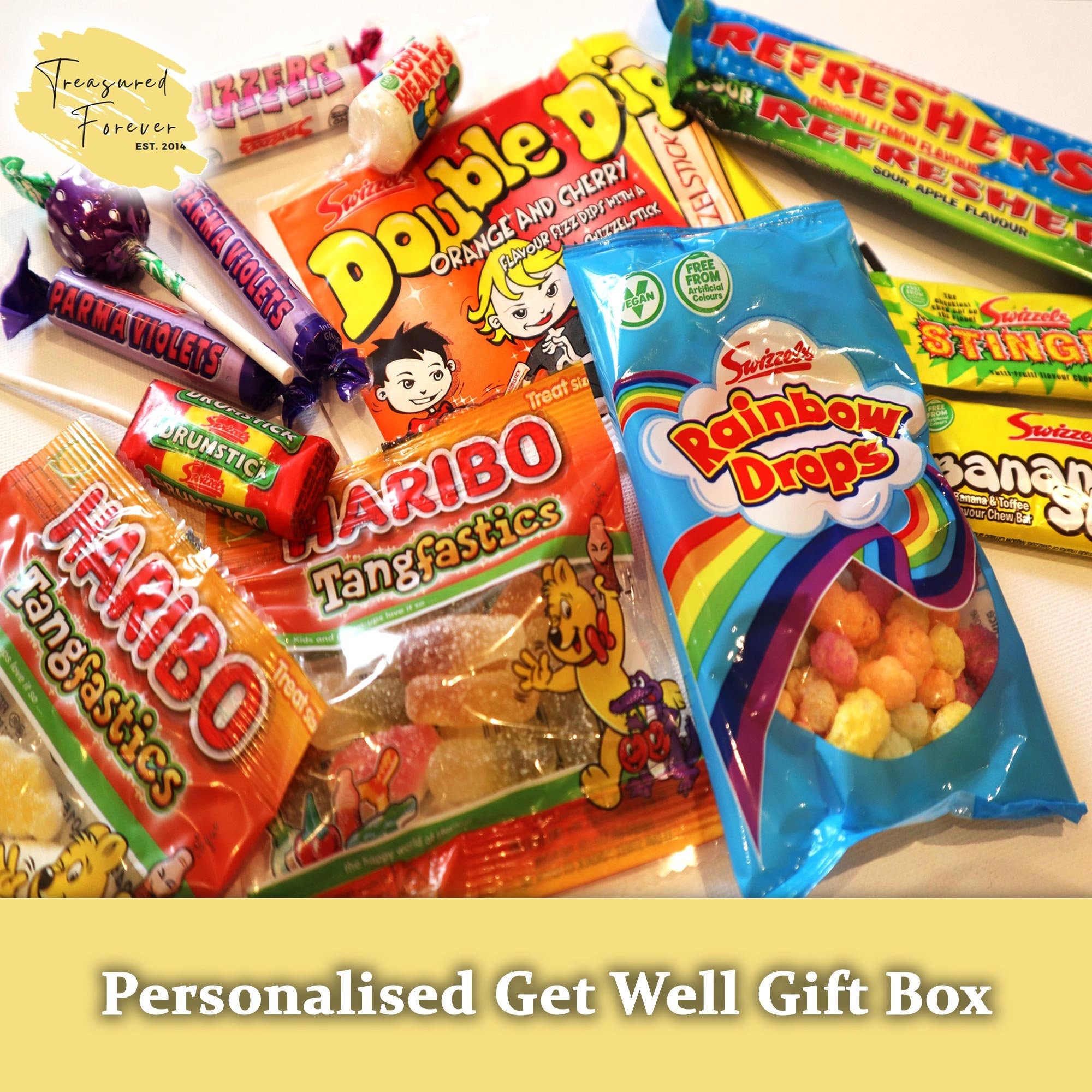 Personalised Unicorn Birthday Retro Sweet Treats Box Gift Hamper Sweet Present - Gift for all ages