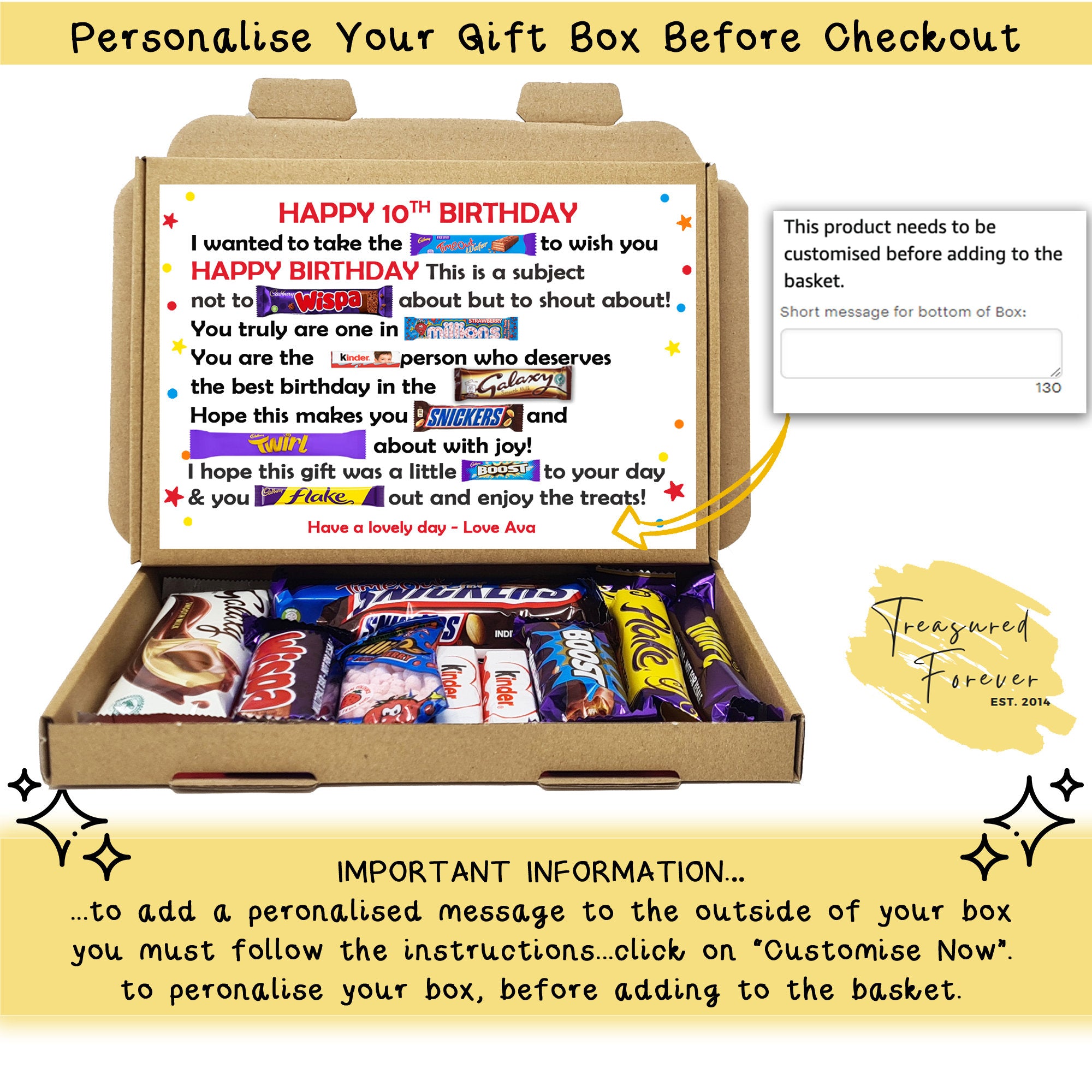 Personalised Birthday Gift Friend 10th 11th 13th 9th 40th 50th 60th 70th 80th Poem Chocolate Treats Box Hamper Sweet Present Gift for all ages Him / Her mum dad sister brother aunty unlce dad mum unique