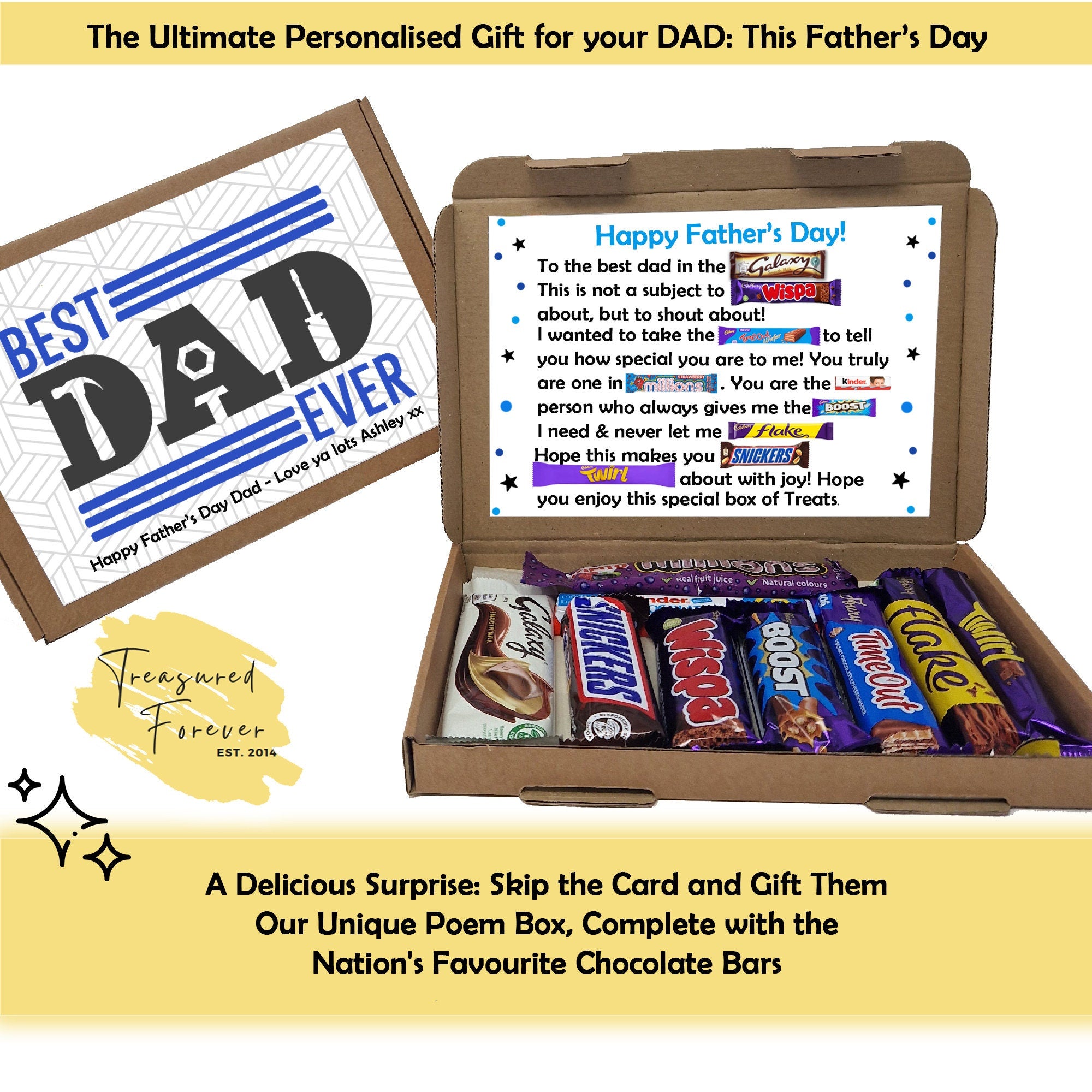 Personalised Father&#39;s Day Chocolate Message Board - Gifts - Gifts For DAD- Gifts For Him - Chocolate Gift - Chocolate box card