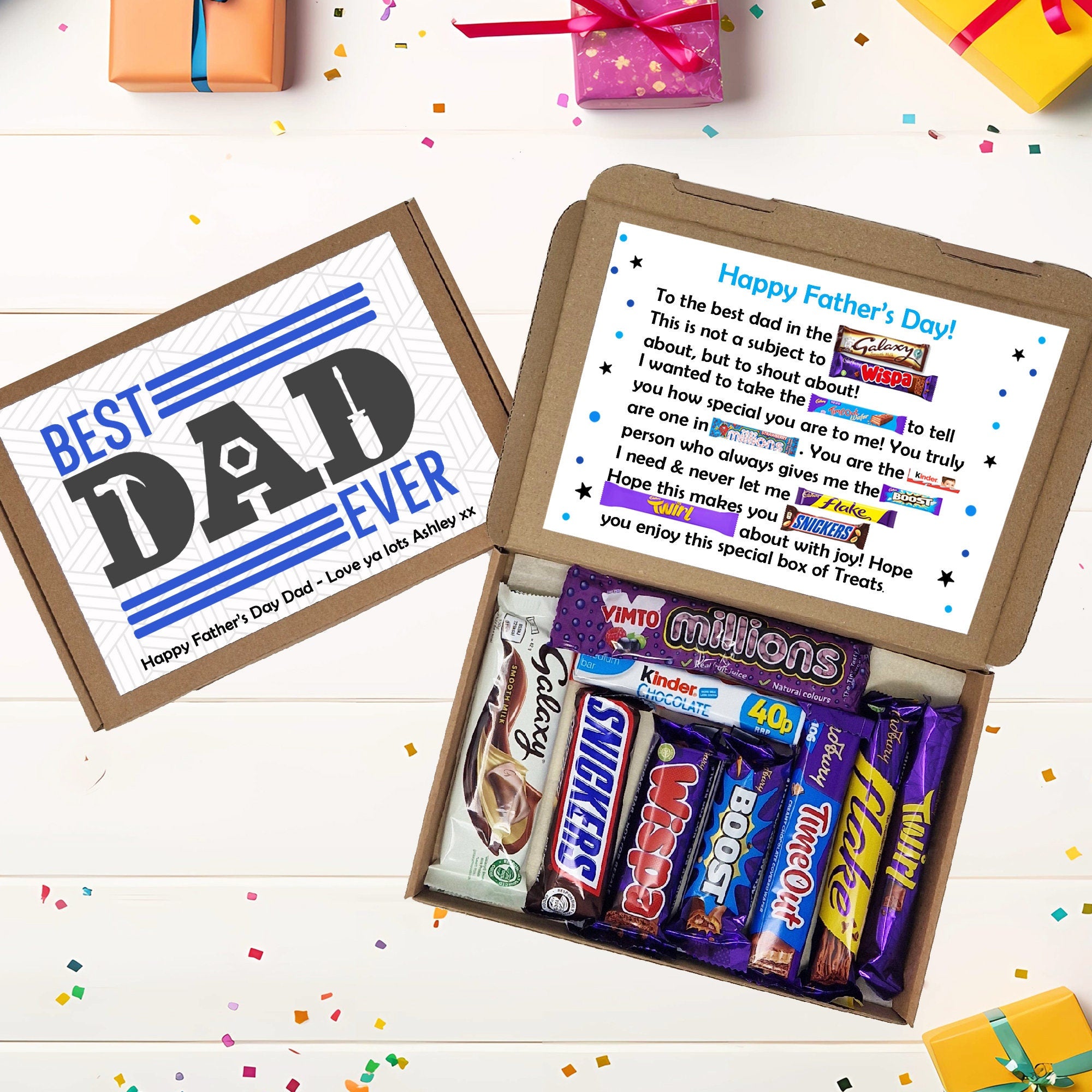 Personalised Father's Day Chocolate Message Board - Gifts - Gifts For DAD- Gifts For Him - Chocolate Gift - Chocolate box card