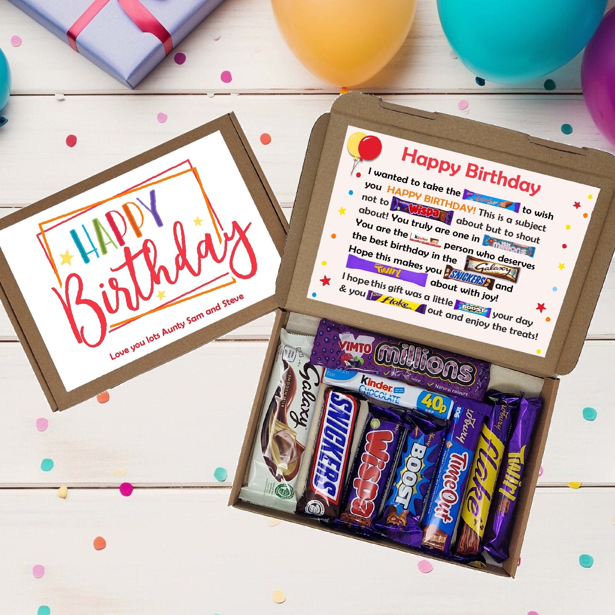 Birthday Gift 21st 18th 30th 40th Poem Chocolate Treats Box Hamper Sweet Present  Gift for all ages Him/Her