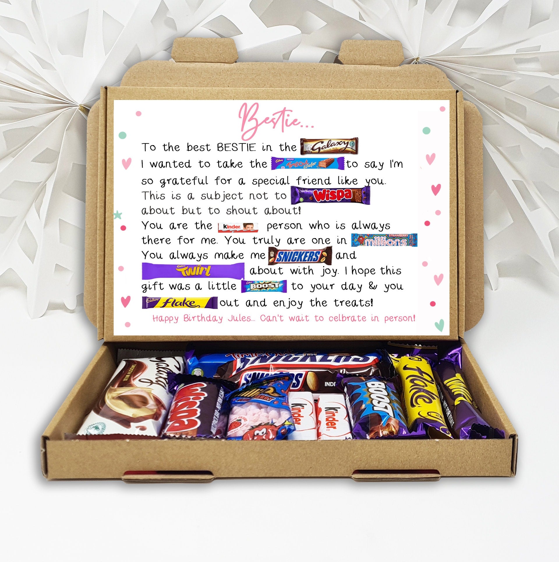 Best Friend Gift  Friendship Chocolate Poem Box  Best Friend Birthday Gift Hamper Chocolate Box Bestie Gift Thinking of you Get Well soon