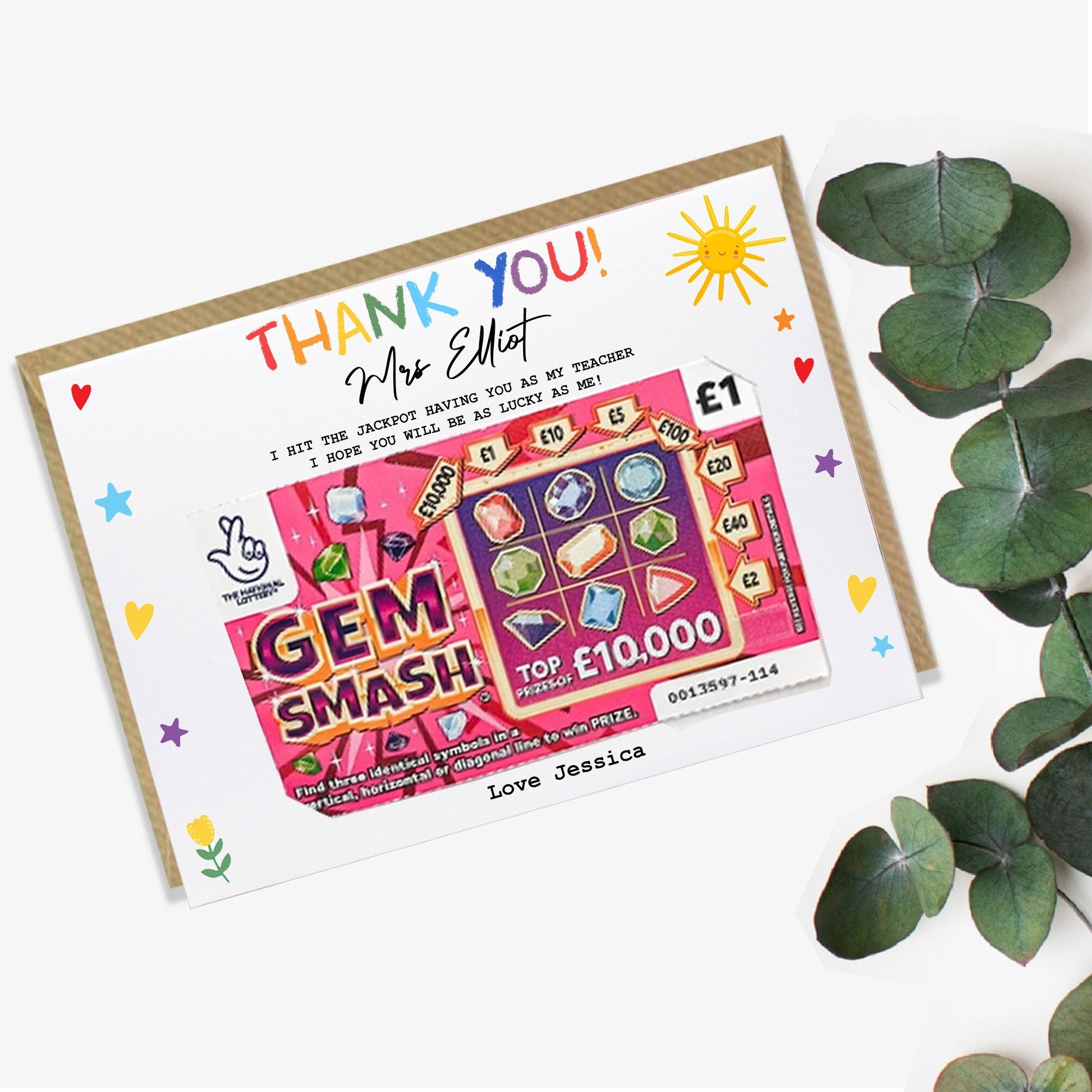 Personalised Thank you teacher scratch card holder 
Can be personalised for following roles: Teacher, Teaching Assistants , Key Worker, Nursery Teacher etc 
An extra special way of saying Thank you to your teachers/carers this year!