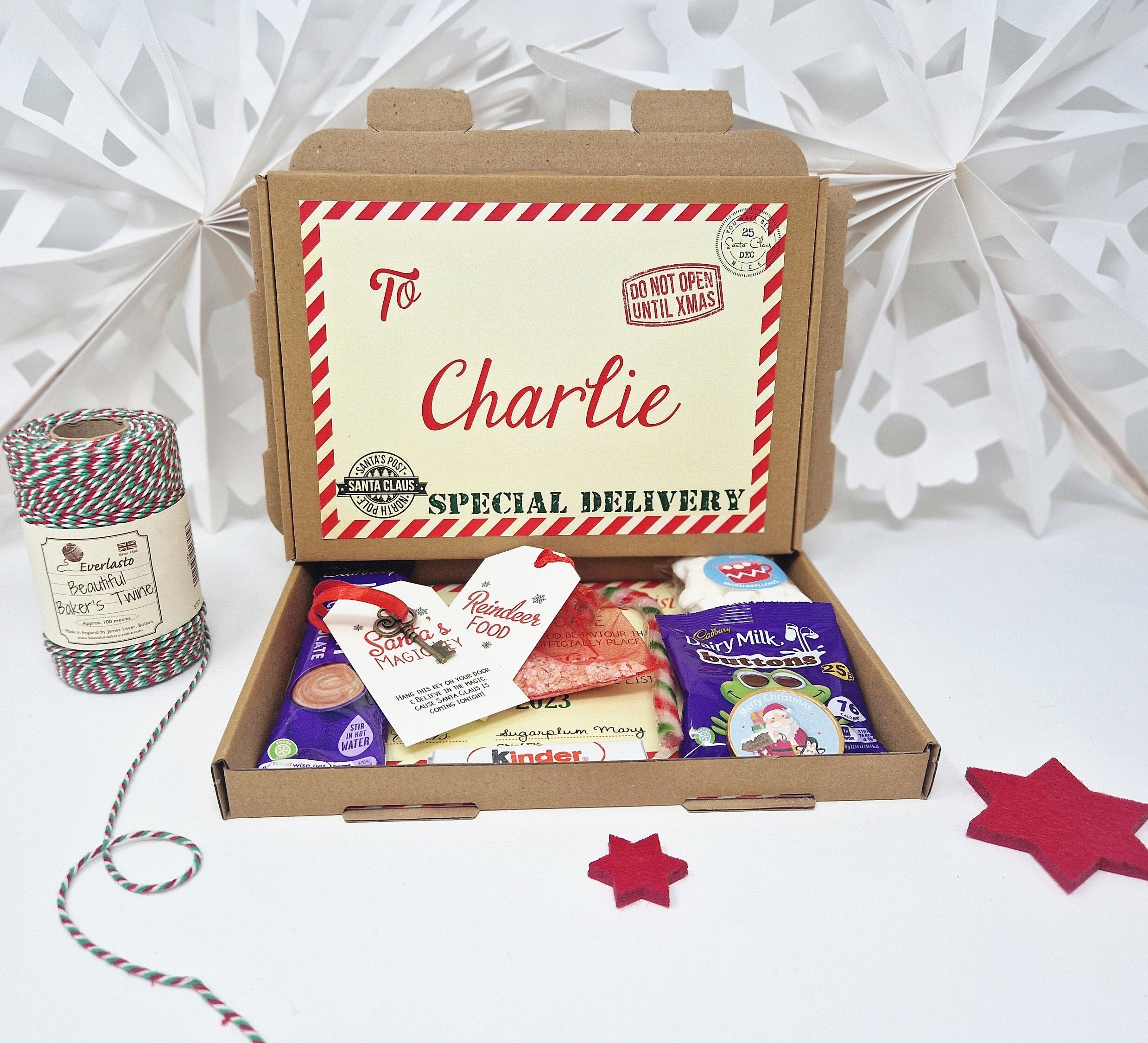 Personalised Christmas Eve Box A5 Size Santa Letter Magic Key, Reindeer Food, Nice List Certificate, Santa Letter, Hot Chocolate & lots more