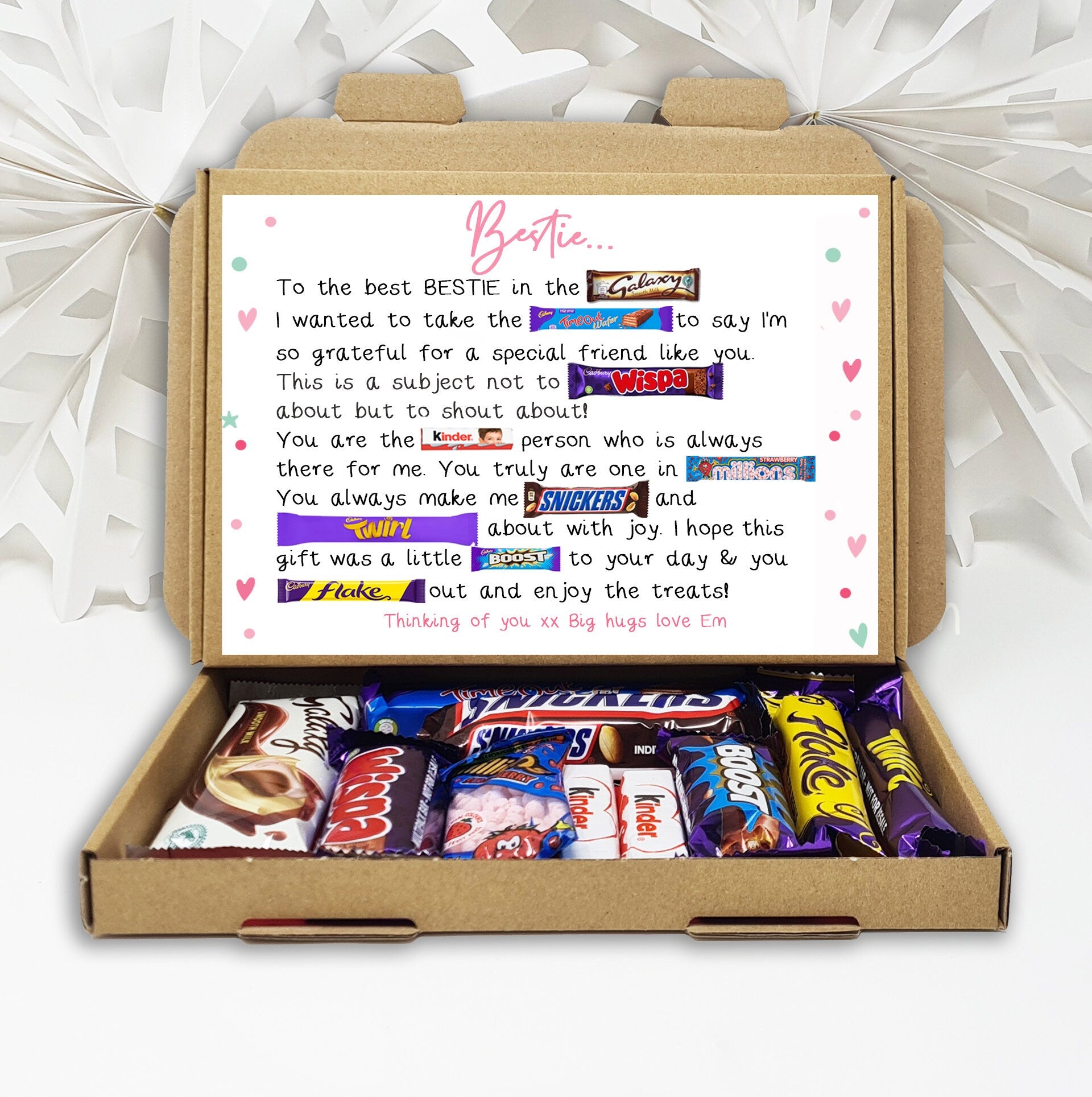 Best Friend Gift  Friendship Chocolate Poem Box  Best Friend Birthday Gift Hamper Chocolate Box Bestie Gift Thinking of you Get Well soon