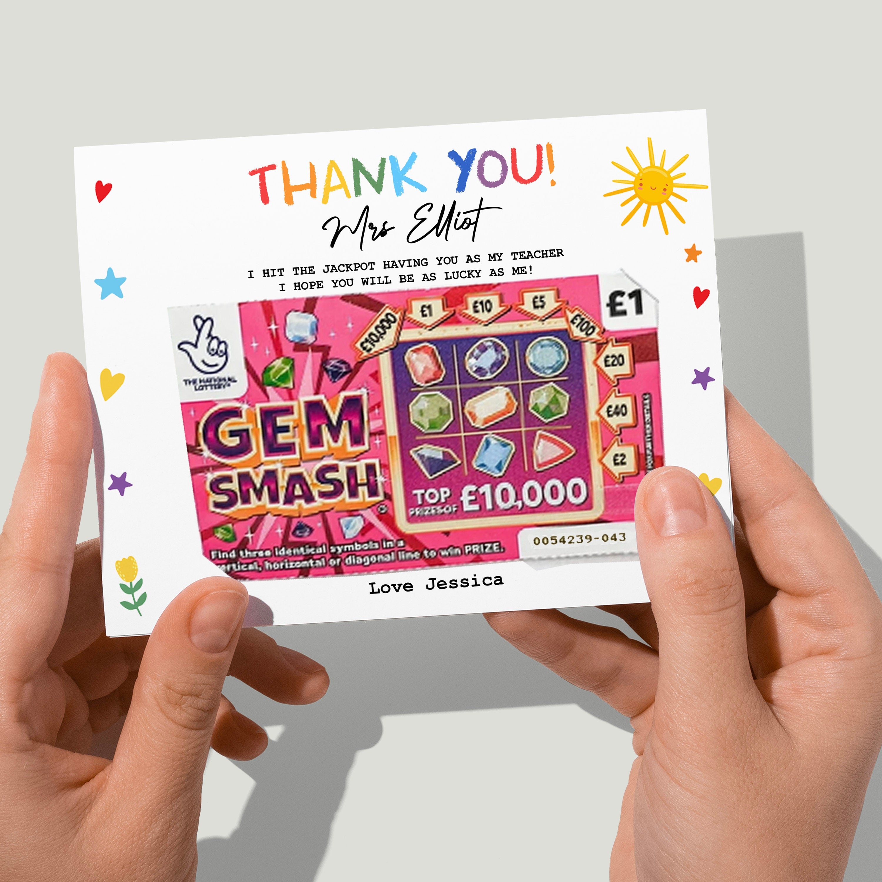 Personalised Thank you teacher scratch card holder 
Can be personalised for following roles: Teacher, Teaching Assistants , Key Worker, Nursery Teacher etc 
An extra special way of saying Thank you to your teachers/carers this year!