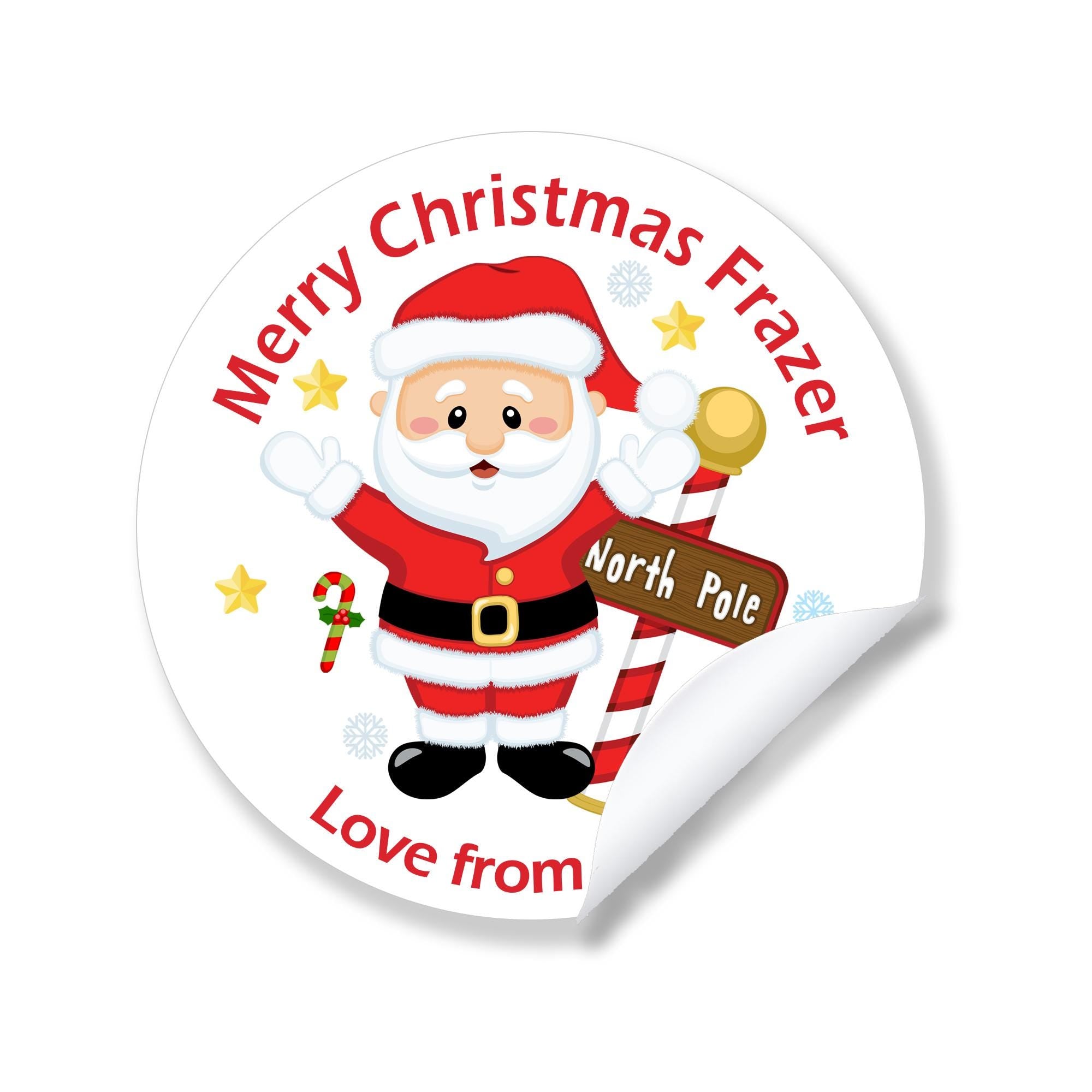 24 Personalised Christmas Stickers Gift Tag Labels Present Delivery From Santa