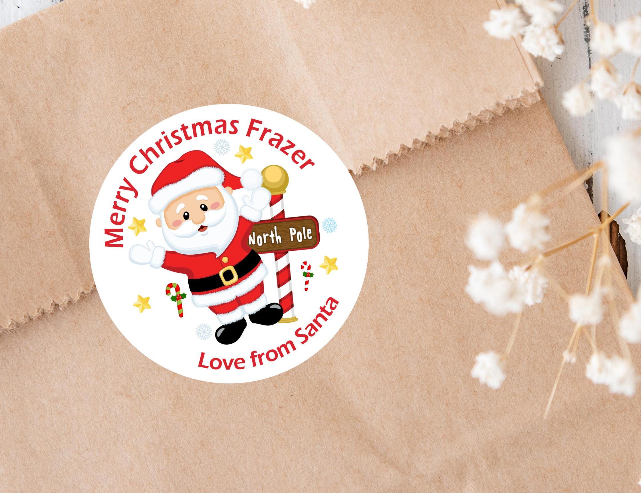 24 Personalised Christmas Stickers Gift Tag Labels Present Delivery From Santa